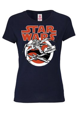LOGOSHIRT T-Shirt X-Wings - Krieg der Sterne - Star Wars mit auffälligem Retro-Frontprint