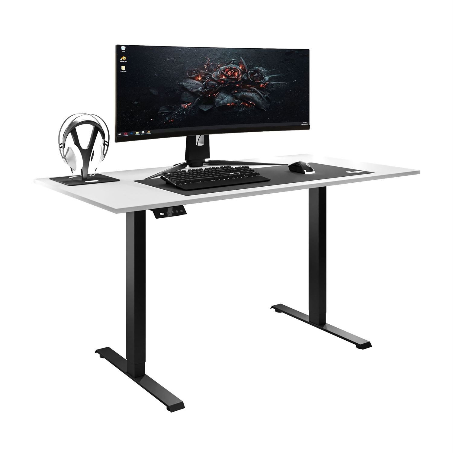 Lookway Schreibtisch Verstellbarer SPACE GAMING mit Metallbeinen, Breite 140 cm