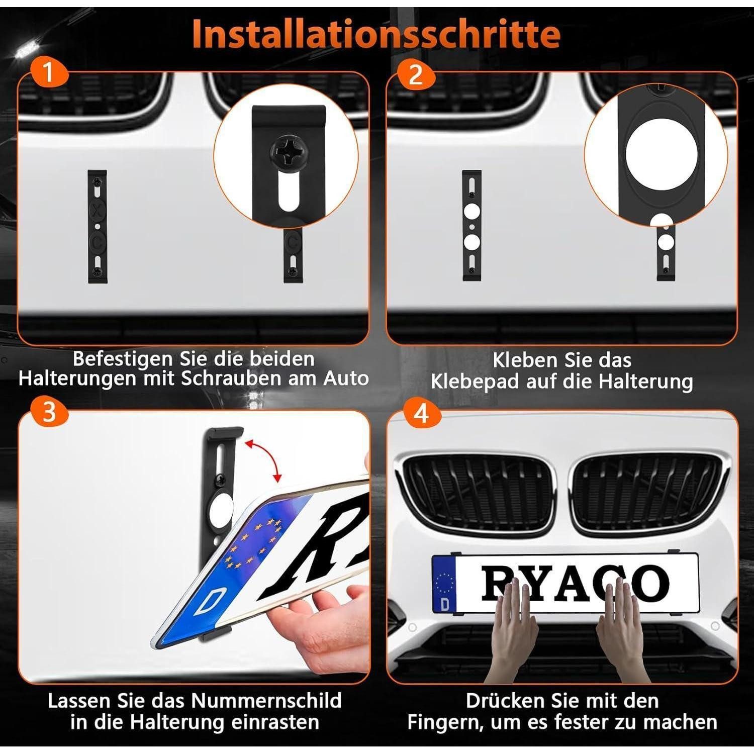 LuxusKollektion Kennzeichenhalter Kennzeichenhalter rahmenlos universal unsichtbar für 2 Kennzeichen