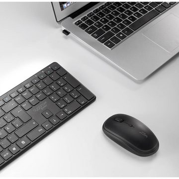 Sygonix Connect Slim Wireless Desktop Set Tastatur- und Maus-Set, Multimediatasten