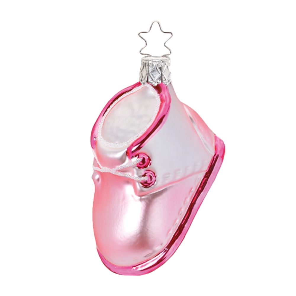 Erste handbemalt (1-tlg), Schritte Christbaumschmuck rosa mundgeblasen, INGE-GLAS® Baby 8cm