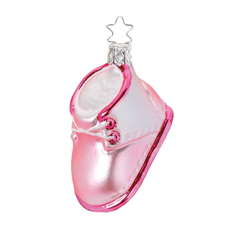 INGE-GLAS® Christbaumschmuck Baby Erste Schritte rosa 8cm (1-tlg), mundgeblasen, handbemalt