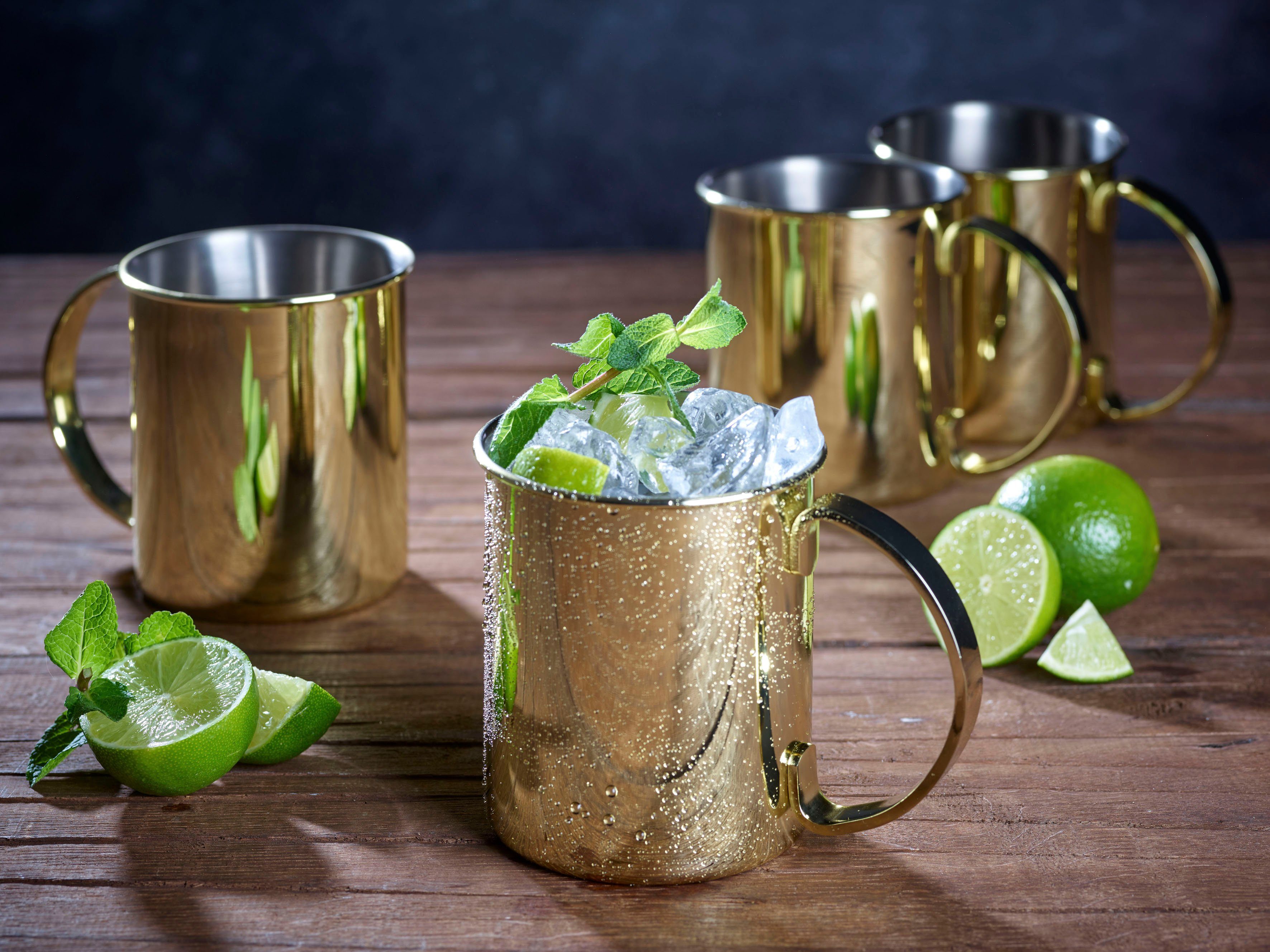 ECHTWERK Gläser-Set, 4-tlg., Edelstahl, Outdoor Becher, Camping Tassen, Geschenkset, bruchsicher, 1000 ml