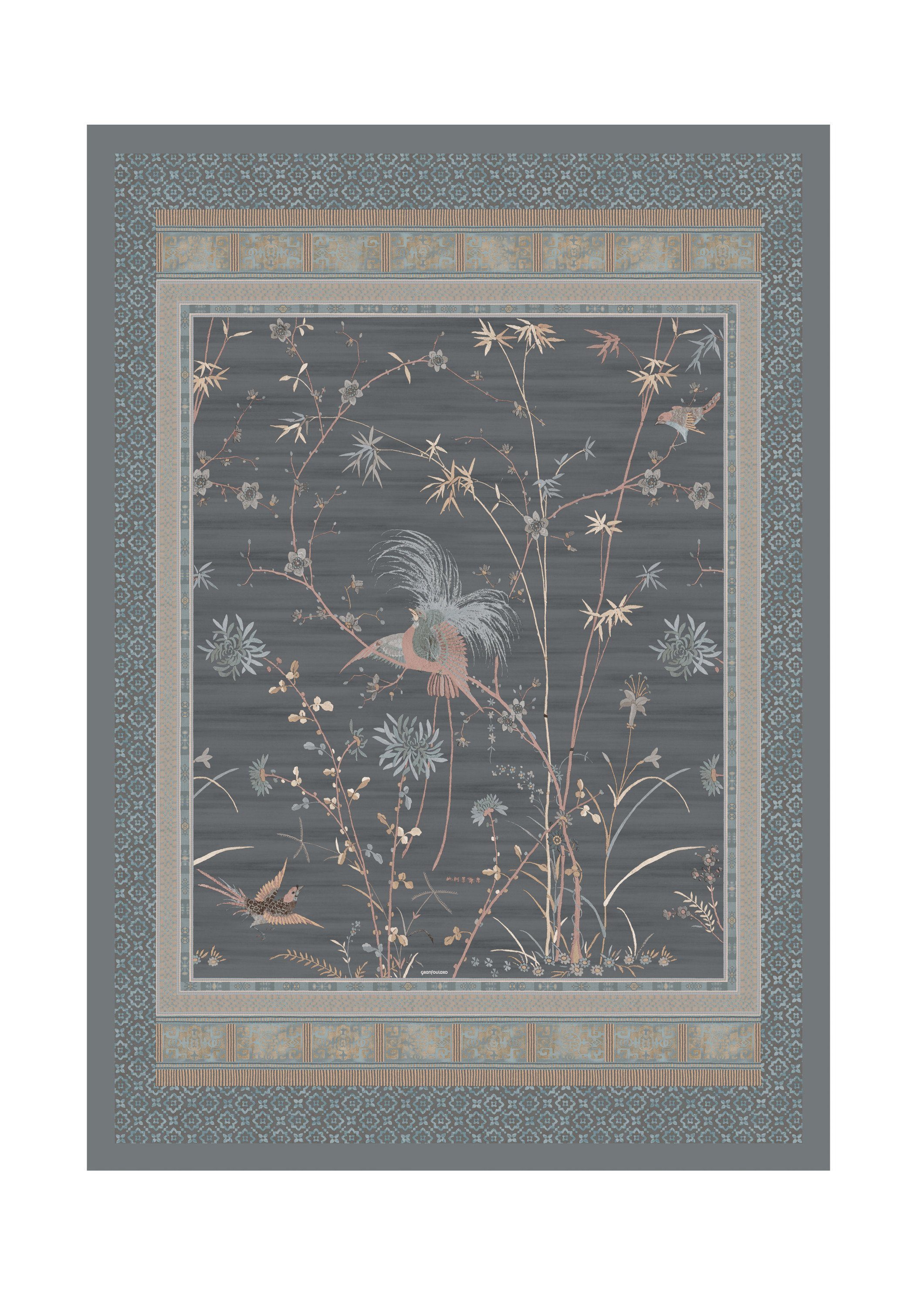 Wohndecke Bassetti Granfoulard Jaquard Plaid Paradise G2, 135x190 cm,  anthrazit, Bassetti, rechteckig