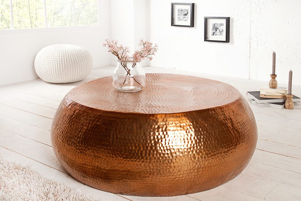 riess-ambiente Couchtisch ORIENT Ø80cm kupfer (Einzelartikel, 1-St), Wohnzimmer · Metall · rund · Hammerschlag Design · handmade