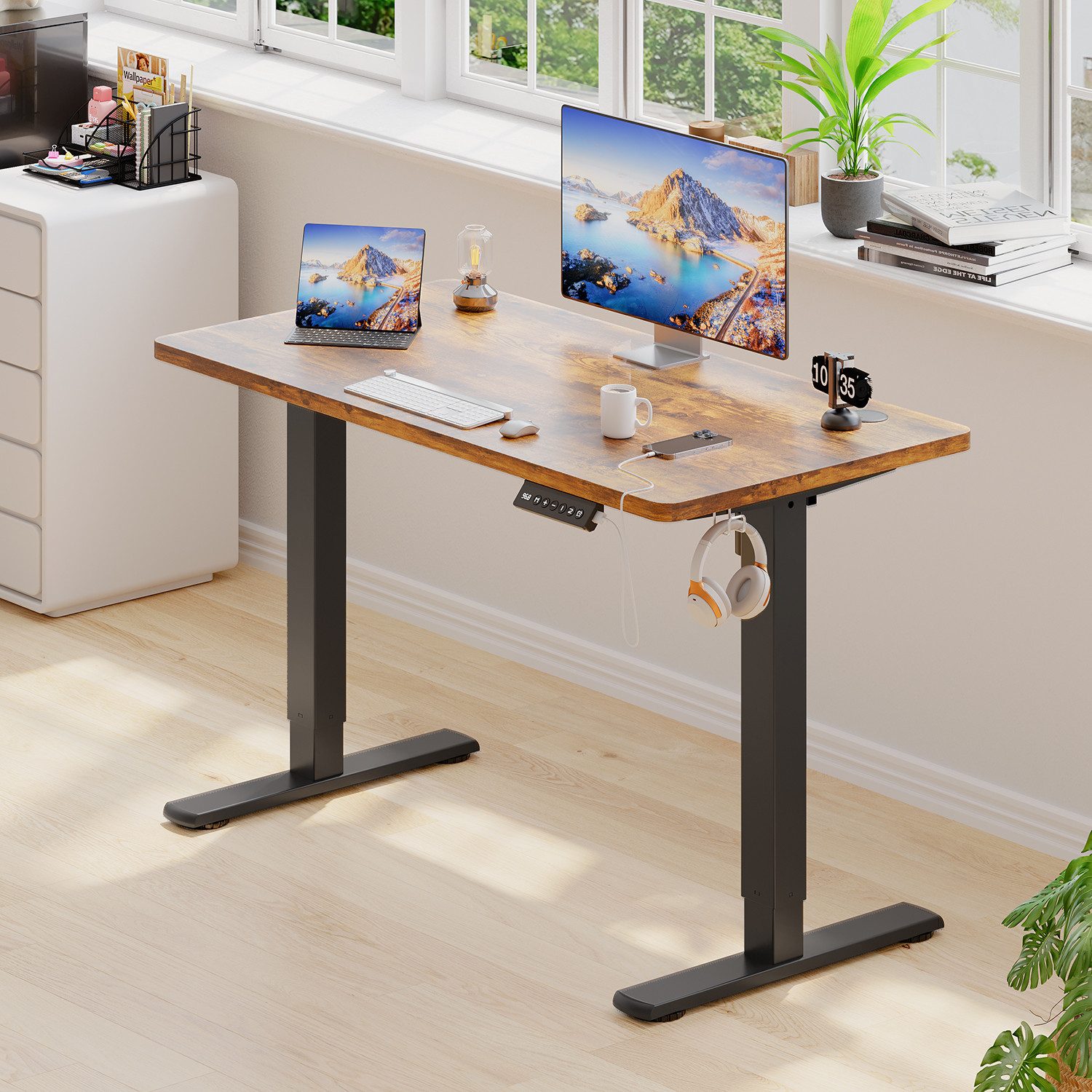 HOMALL Schreibtisch Höhenverstellbarer Schreibtisch mit 2-stufiger Memory-S günstig online kaufen