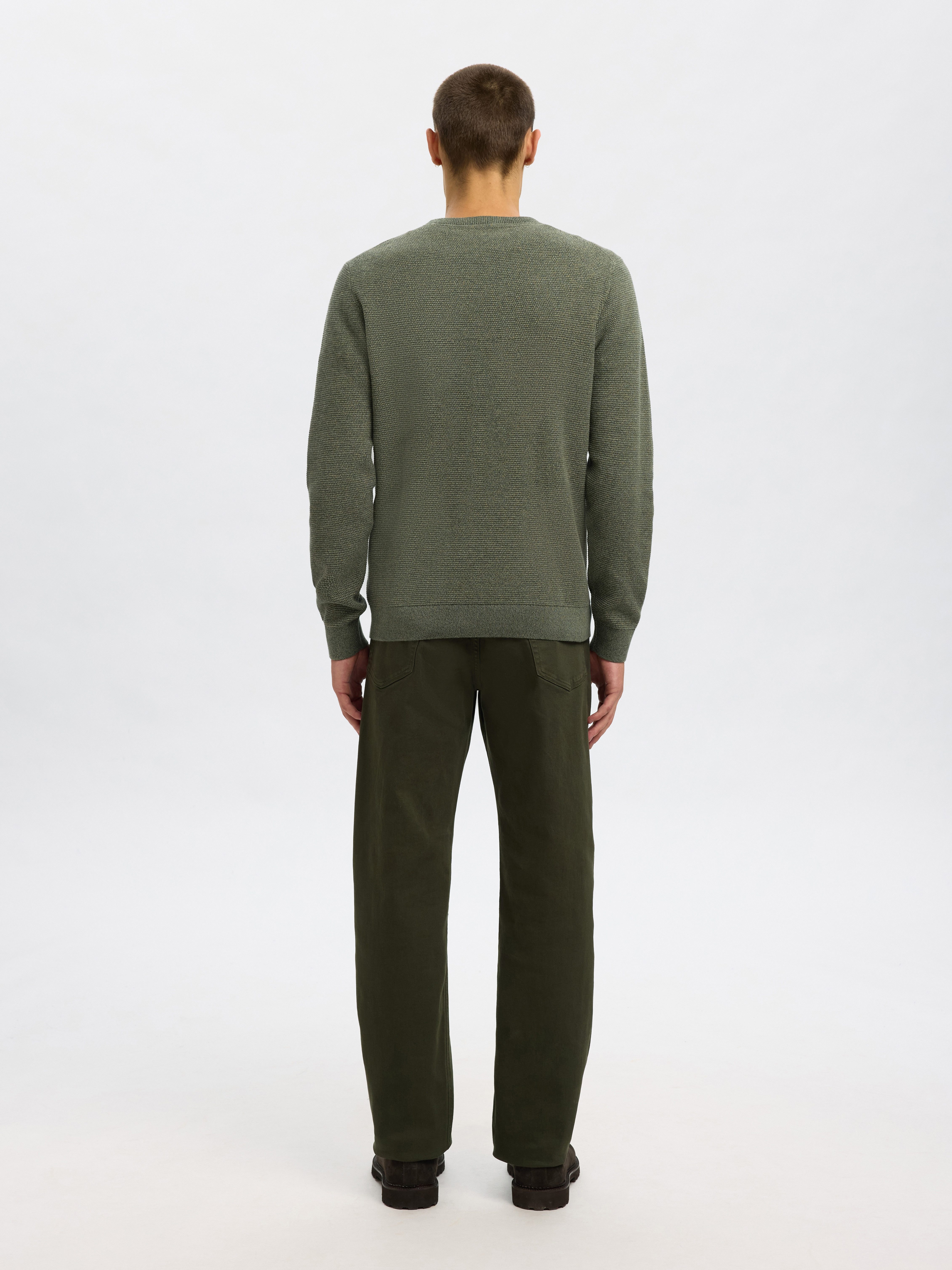 Selected Rundhalspullover SLHROSS LS KNIT STRUCTURE CREW NECK NOOS Baumwolle, regular fit