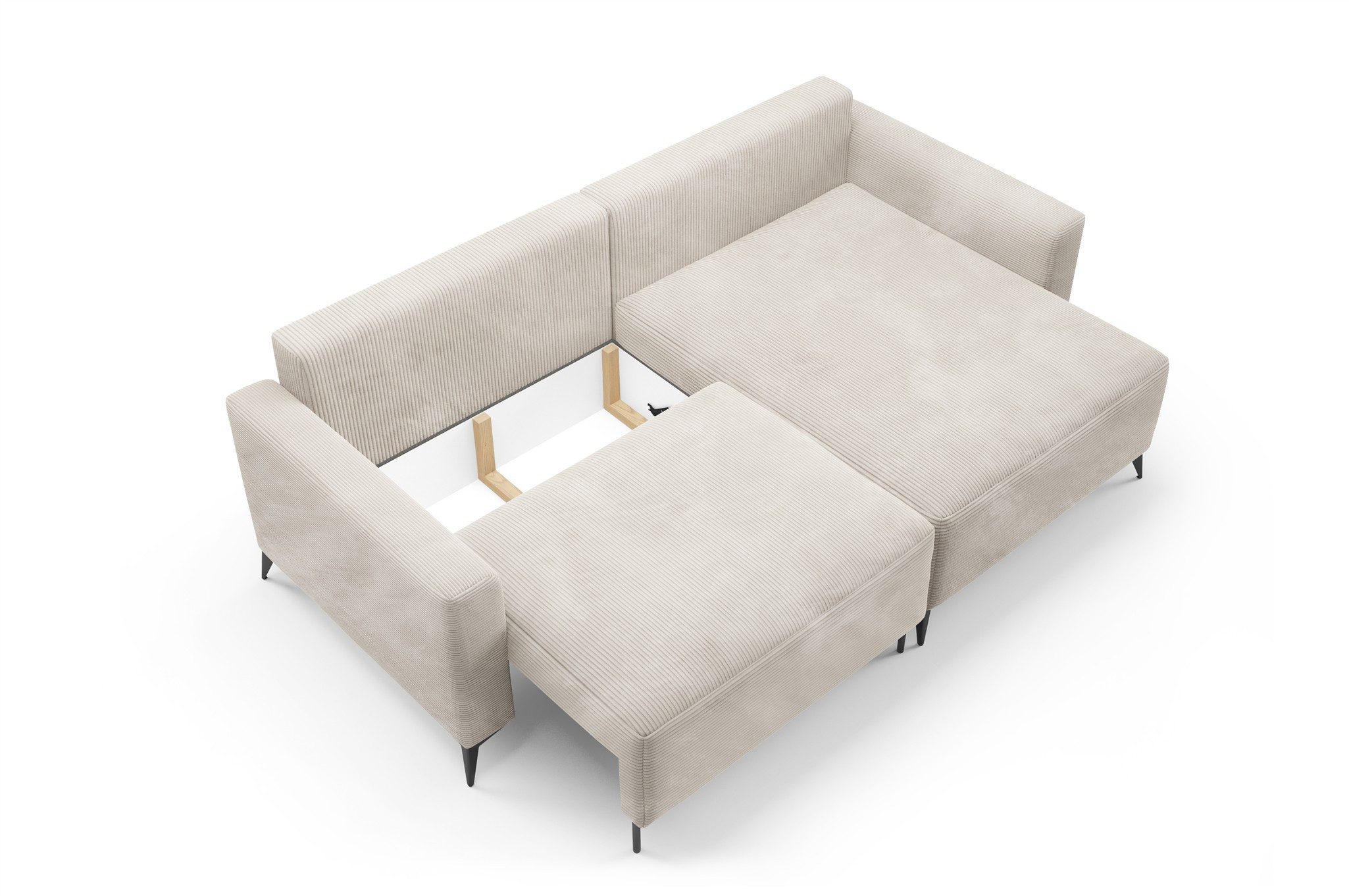 Fun Möbel Ecksofa Schlafsofa SILVES mit Ottomane in Stoff Poso, mit Bettkasten