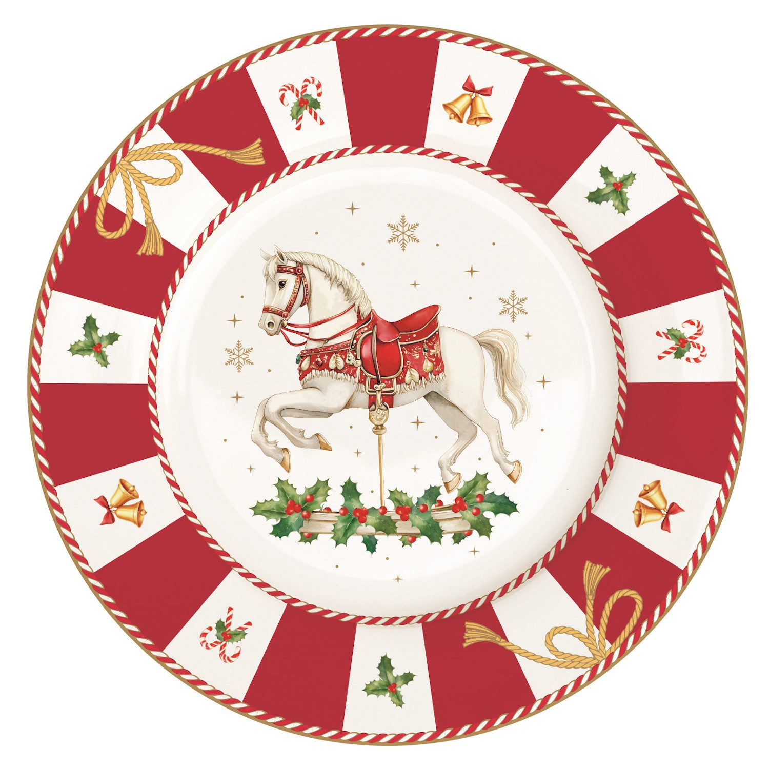 EasyLife Тарелка для торта Christmas Tale, Handwäsche, Mehrfarbig, Motiv: Schaukelpferd