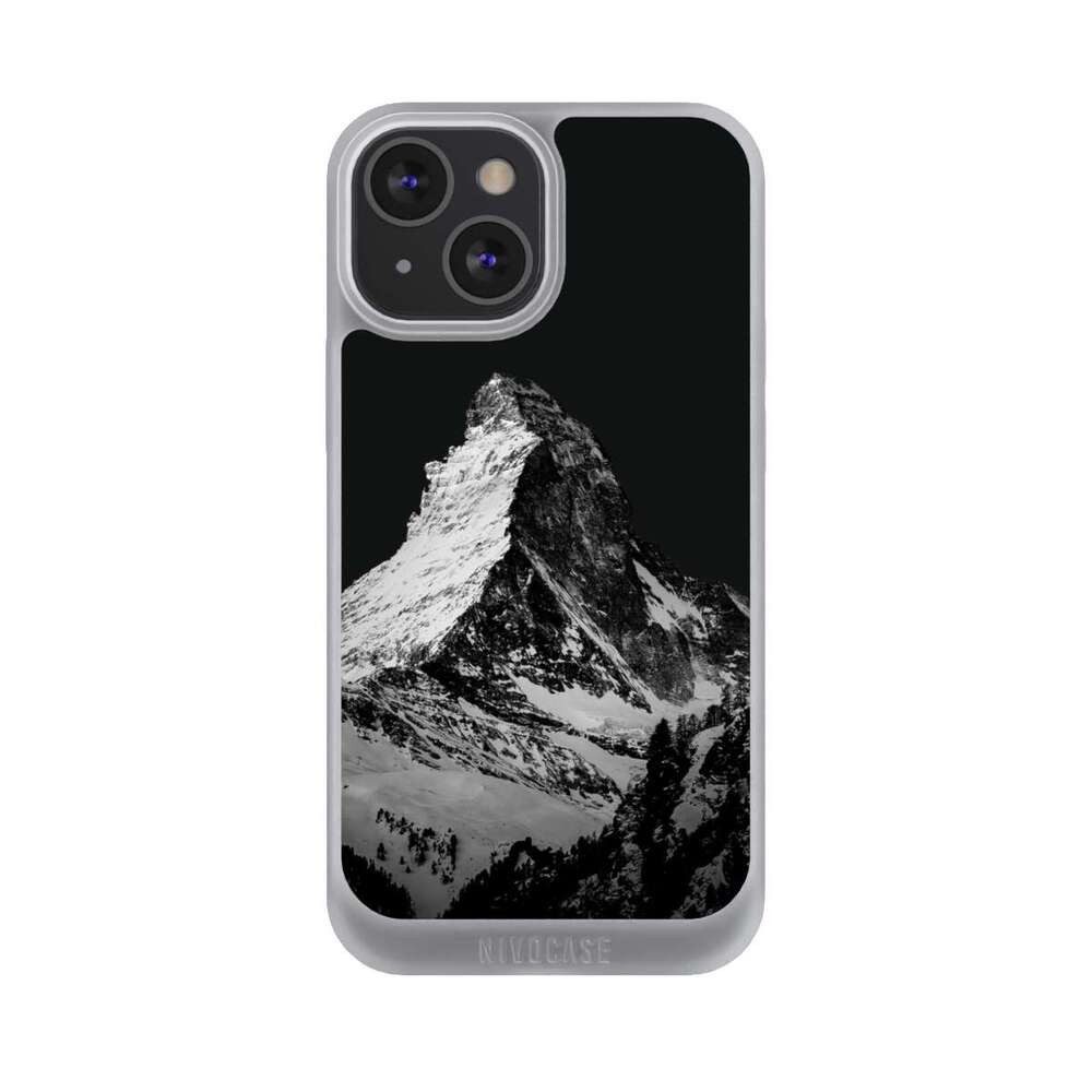 NIVOCASE Handyhülle Berg Schnee Alpspitze Snow Capped Mountains Grayscale, Apple iPhone 13 Mini Handyhülle Hülle NIVOpure Case Frozen