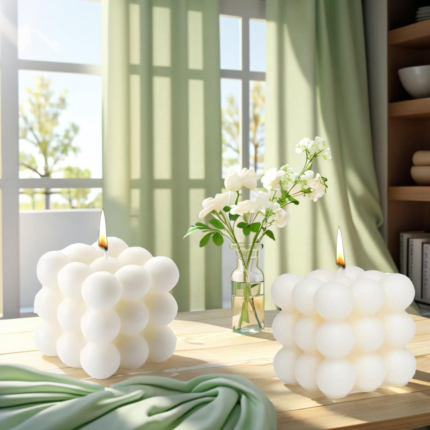 LuxusKollektion Duftkerze Bubble Kerze White+white Duftkerze Sojawachs