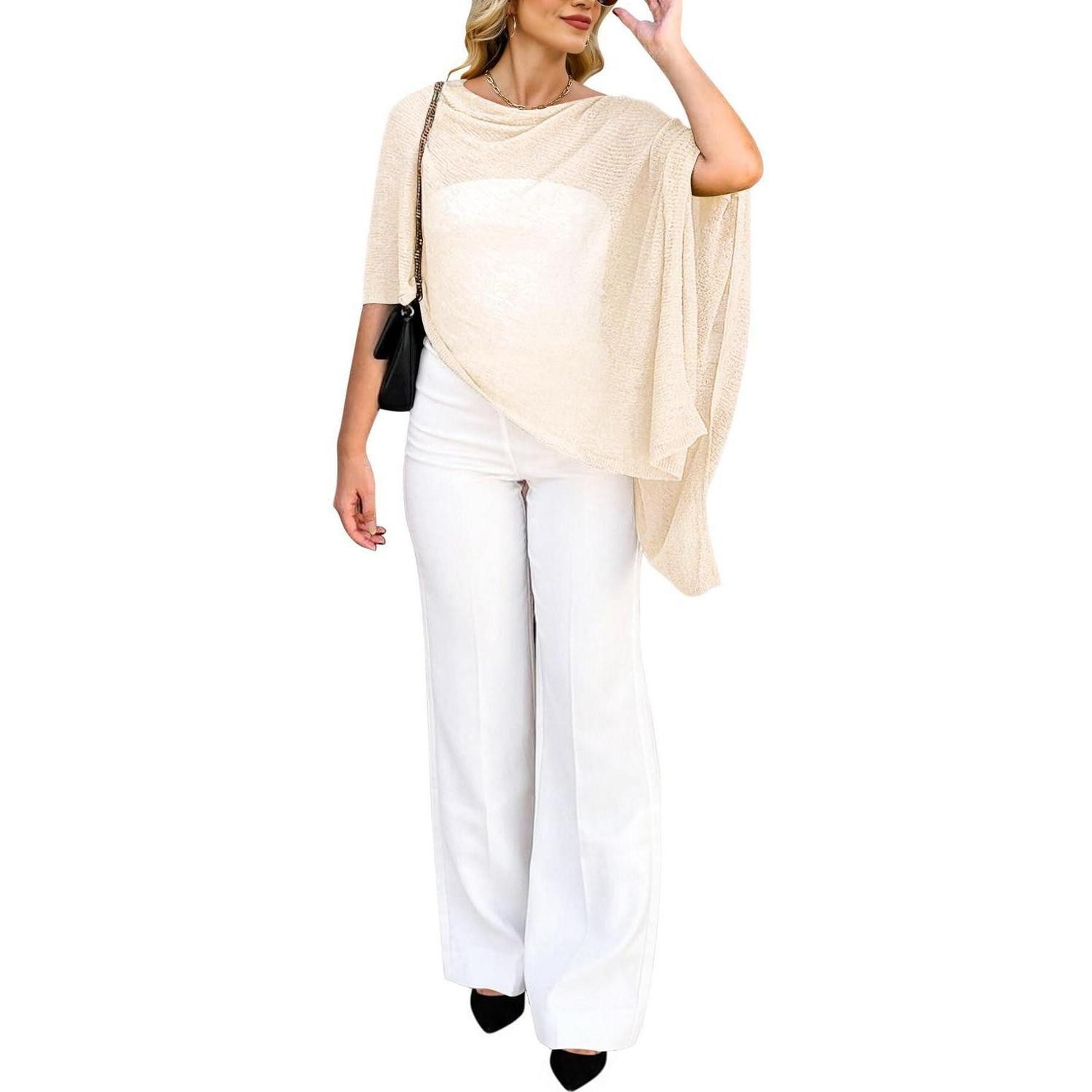 LuxusKollektion Poncho Poncho Häkel Überwurf Karibik Aprikose XL (1-St)