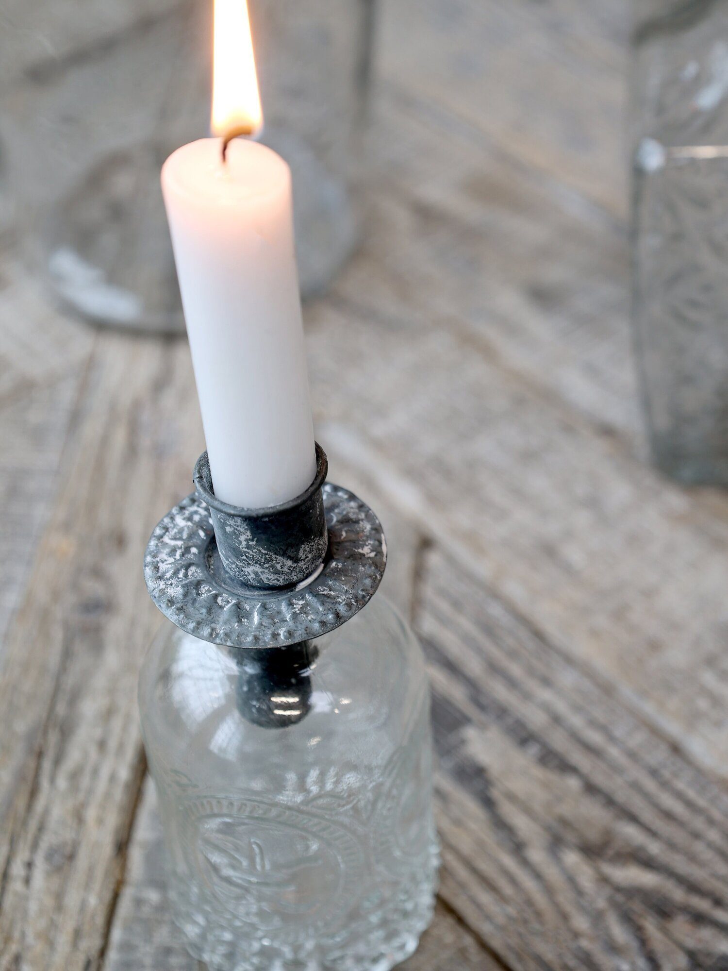 Flaschenaufsatz Rand dekorativem zink Antique antik Kerzenhalter Chic