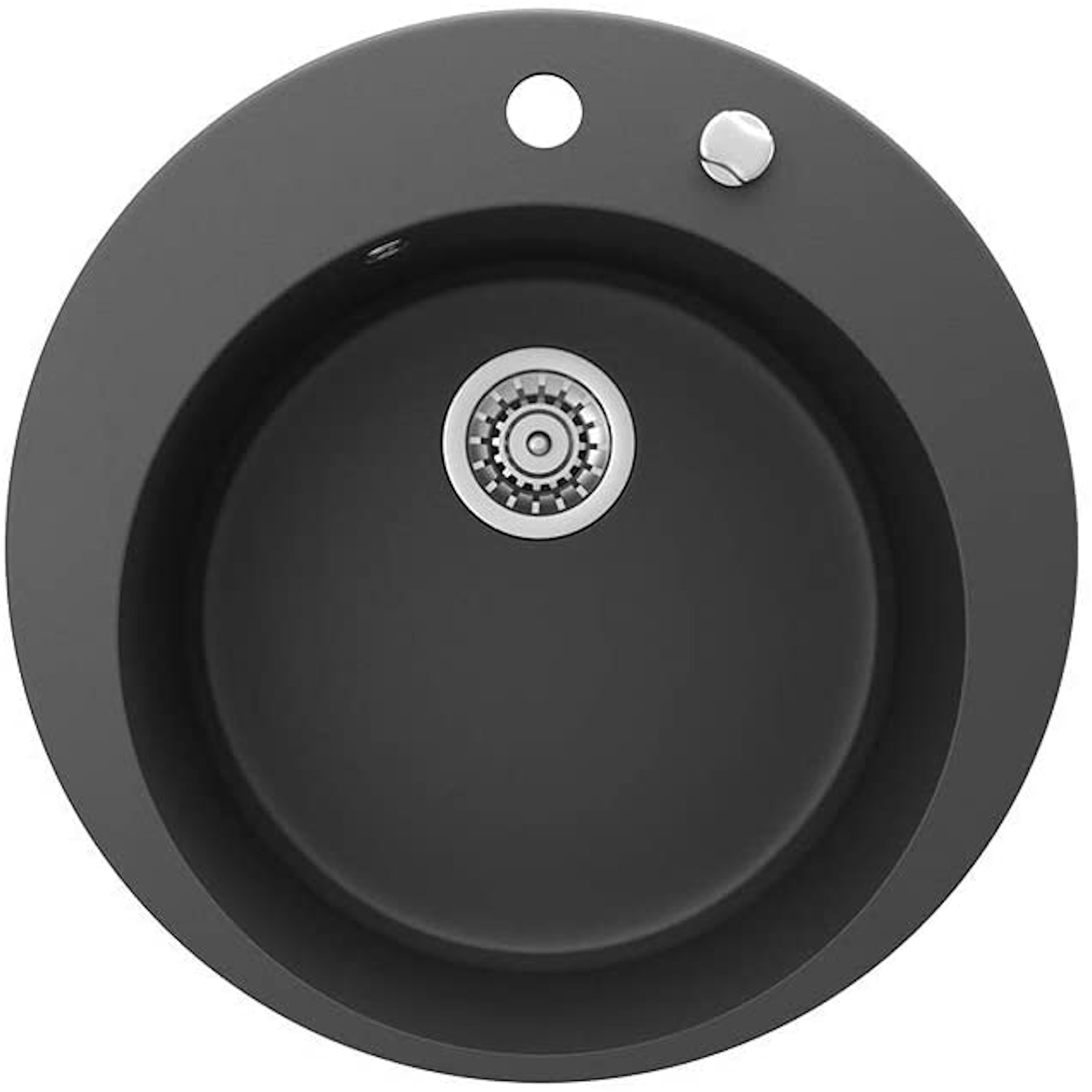 Faizee Möbel Granitspüle Granit Spüle Einbauspüle rund Spülbecken+Drehexcenter+Siphon 49cm, Rund