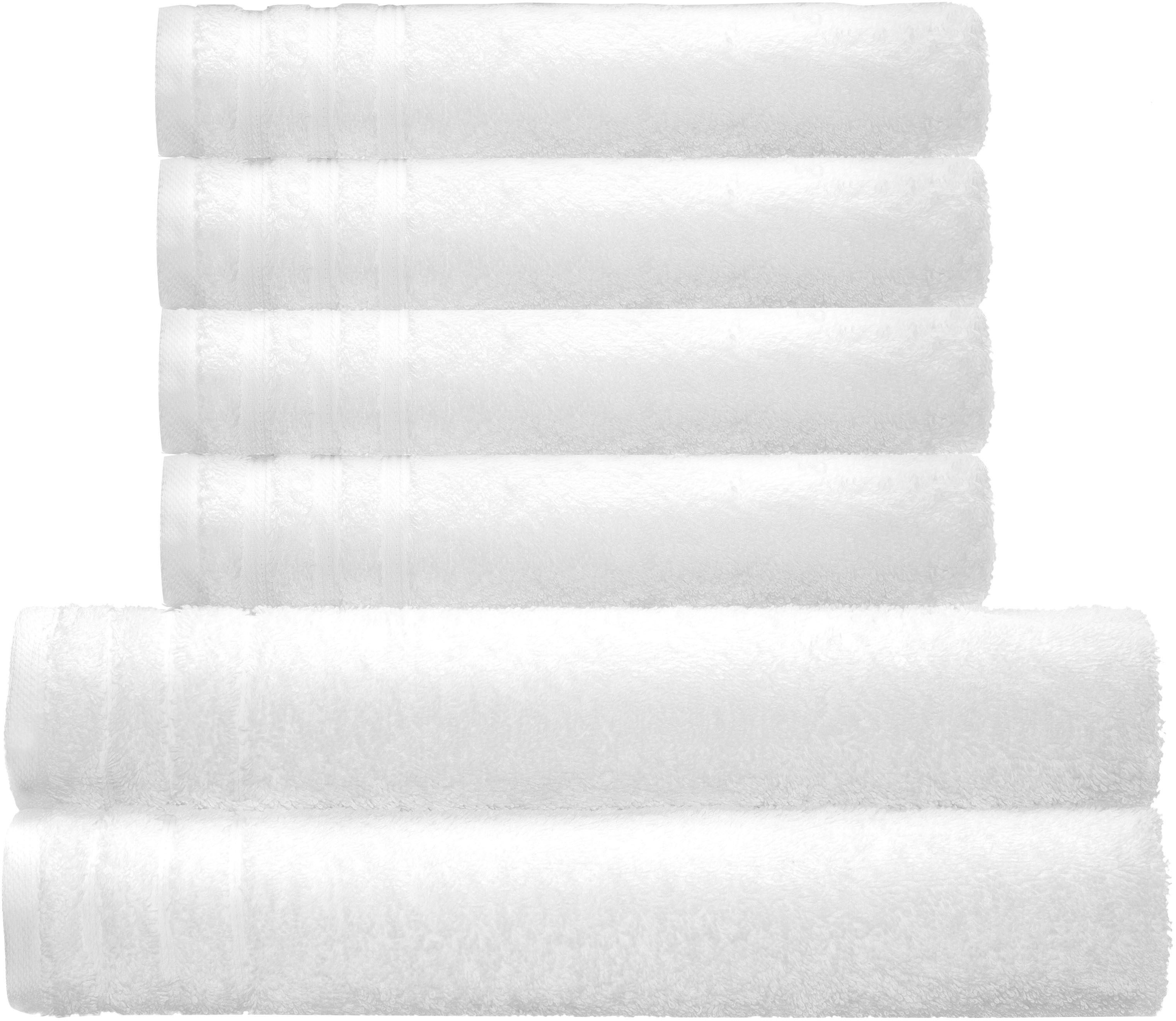 Kleine Wolke Handtuch Set Royal, 6 Stück (4 Handtücher 50/100 cm + 2 Duschtücher 70/140 cm), Frottier (Set, 6-St), Uni Farben, mit Bordüre, weich, in verschiedenen Sets erhältlich