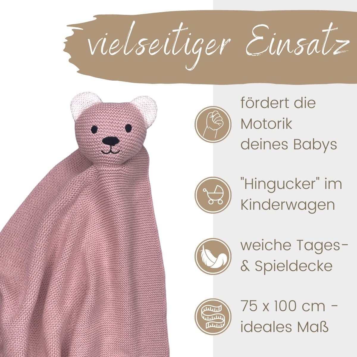 Babydecke DIKOS® Babydecke SCHMUSE-Bär Baby Geschenk Mädchen Junge Geschenkset, DIKOS, Geschenk zur Geburt, PREMIUM Qualität, 100 % BIO Baumwolle, nachhaltig – Bild 4 von 5