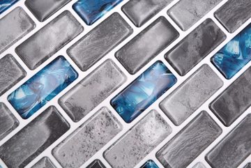 Mosani Vinyltapete 10 Stk. Klebefliesen selbstklebend grau blau Fliesenaufkleber, Mosaik, Verbundsteinooptik, (10-teilig, Mattengröße in mm = 275x305), 10x Vinyl Paneele = 0,84m²