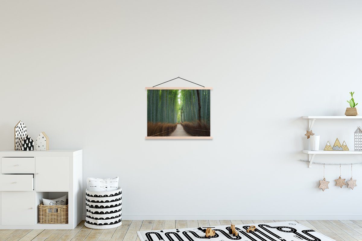 Wohnzimmer, - Magnetisch Poster St), Bambus Wald, MuchoWow Bilderleiste, Weg Textilposter Posterleiste, (1 - für