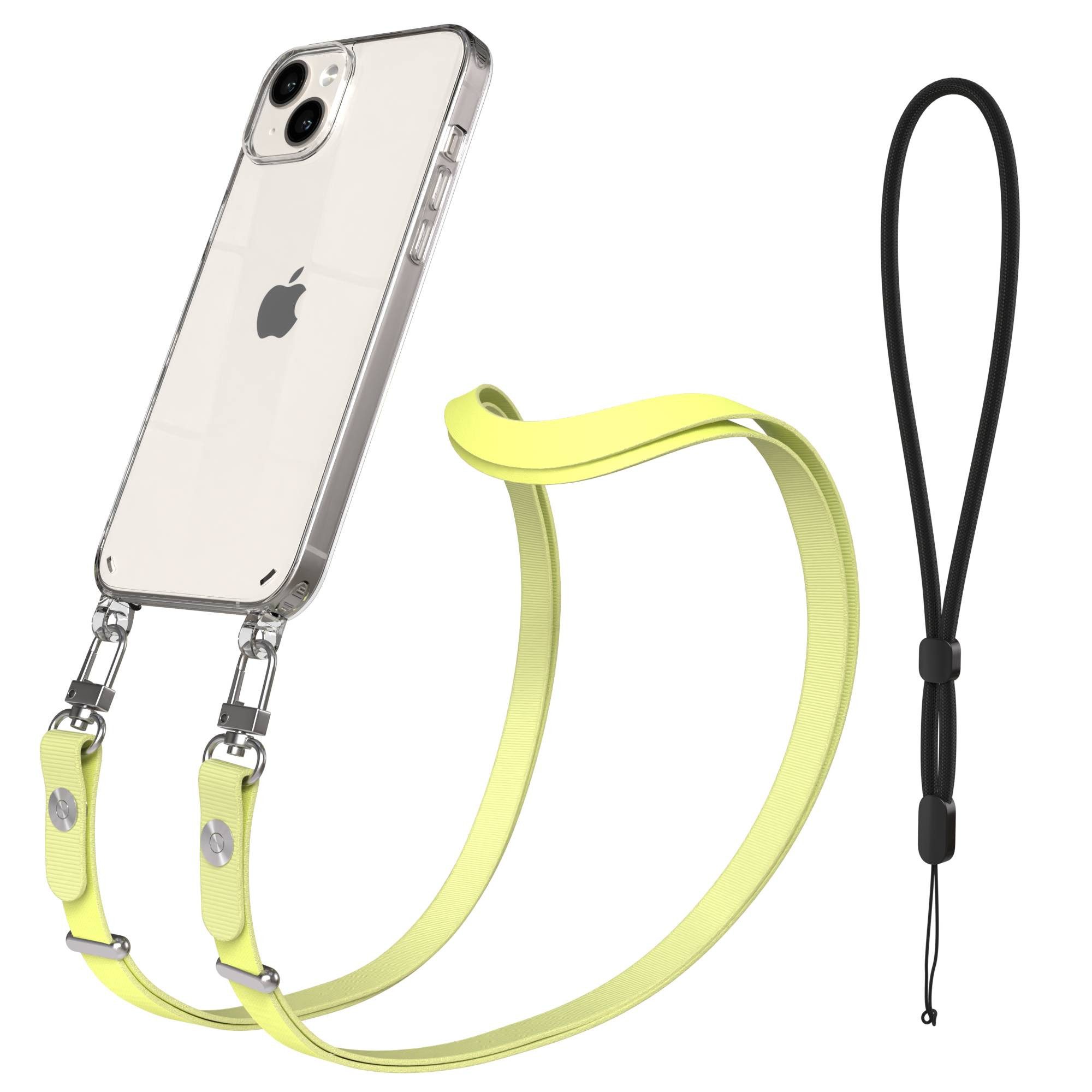 EAZY CASE Handykette für Apple iPhone 14 Plus Handyhülle mit Handyband magnetisch, Handykordel in Gelb mit minimalistischem Look und Magnetband