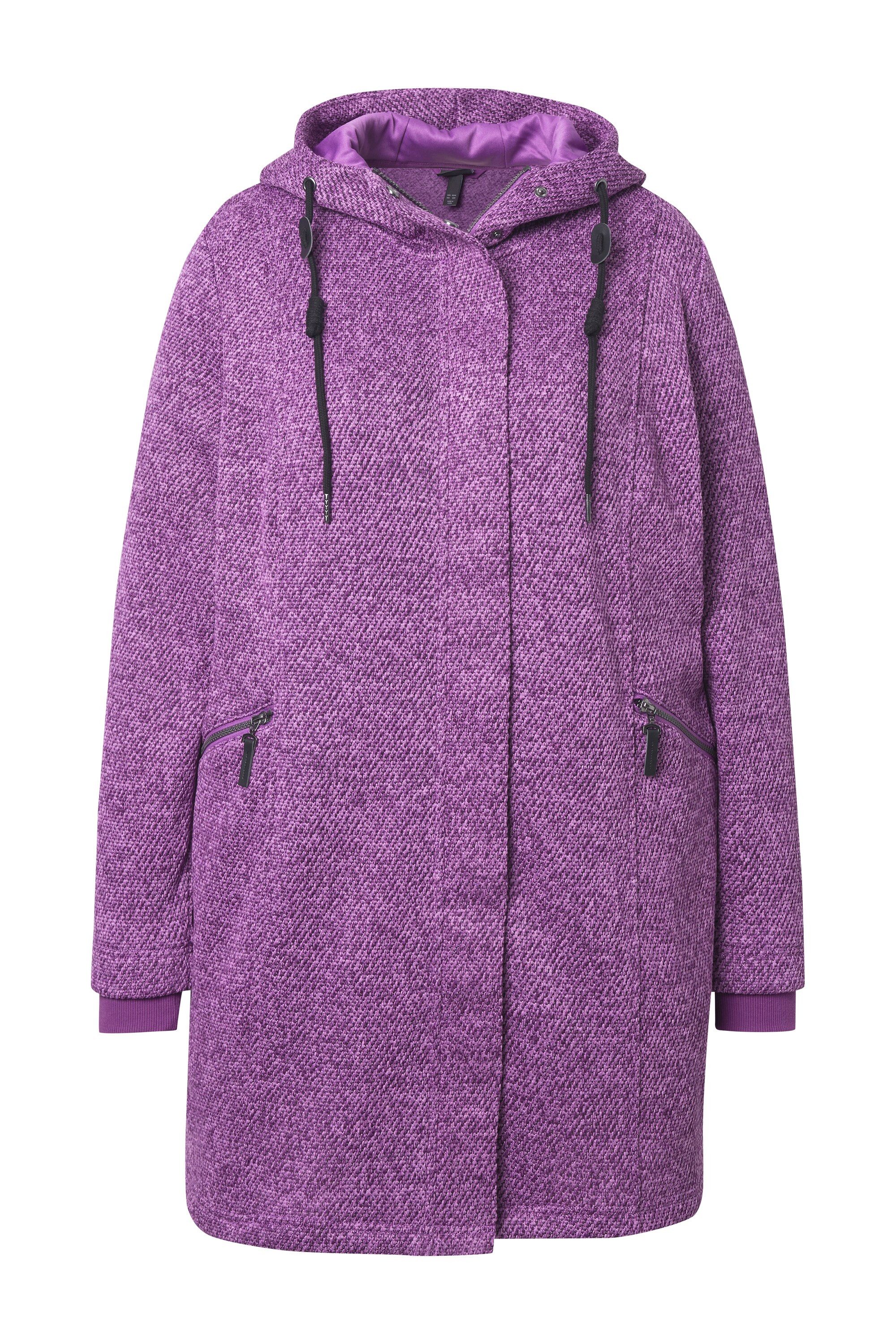 Ulla Popken Sommerjacke Strickfleece-Jacke Kapuze 2-Wege-Zipper günstig online kaufen