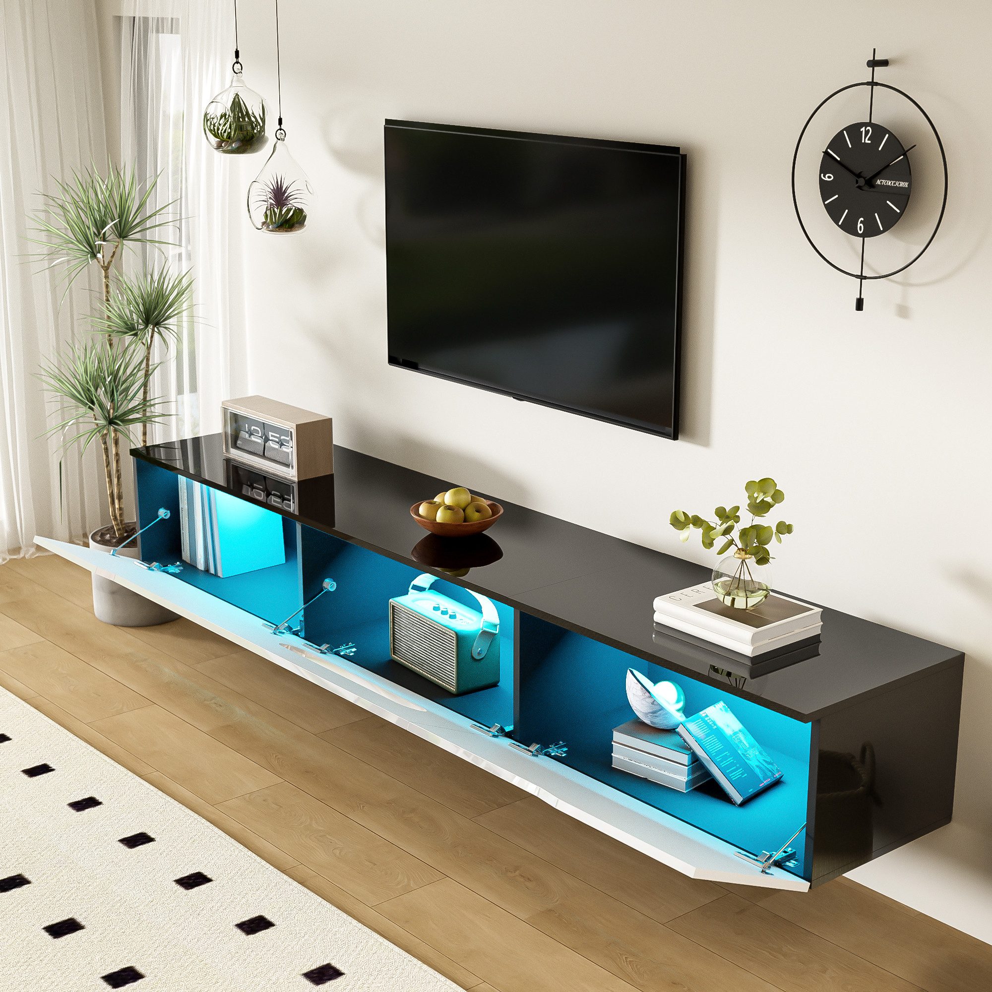 HAUSS SPOLE TV-Schrank Hochglanzoberfläche, mit LED-Beleuchtung, wandmontie günstig online kaufen