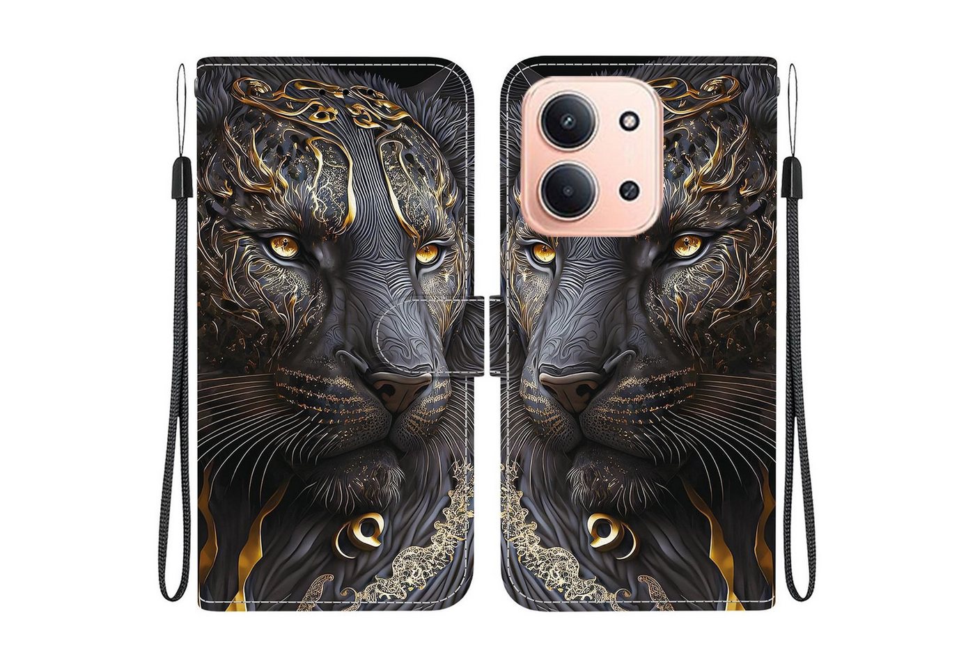 Wigento Smartphone-Hülle Klapp Kunstleder für Xiaomi Redmi 15C 5G / 4G Kartenfach Motiv, Kunst-Leder Schutzhülle magnetischer Verschluss