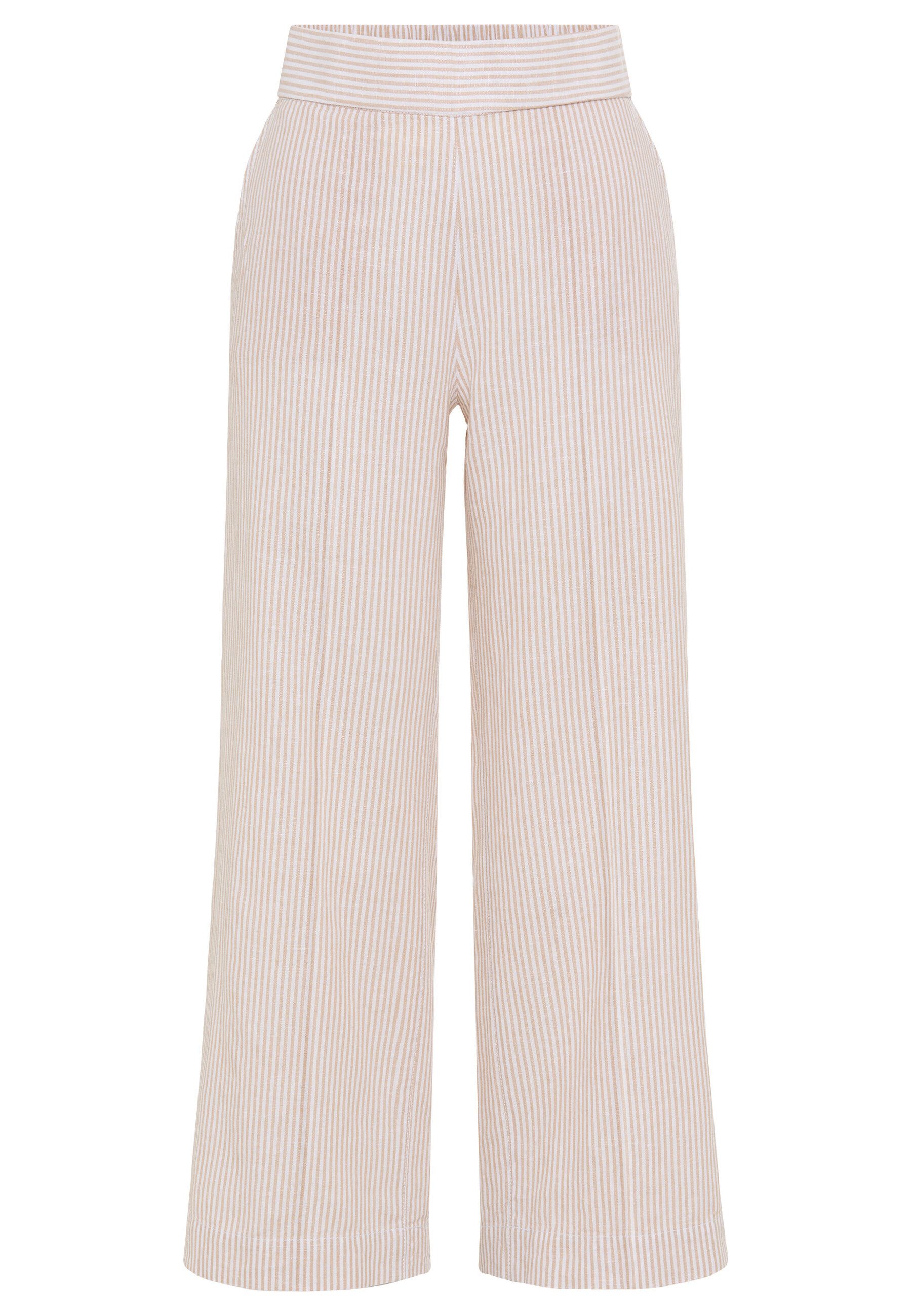 Olsen Stoffhose Hose mit Streifen aus Leinen-Baumwoll-Mix