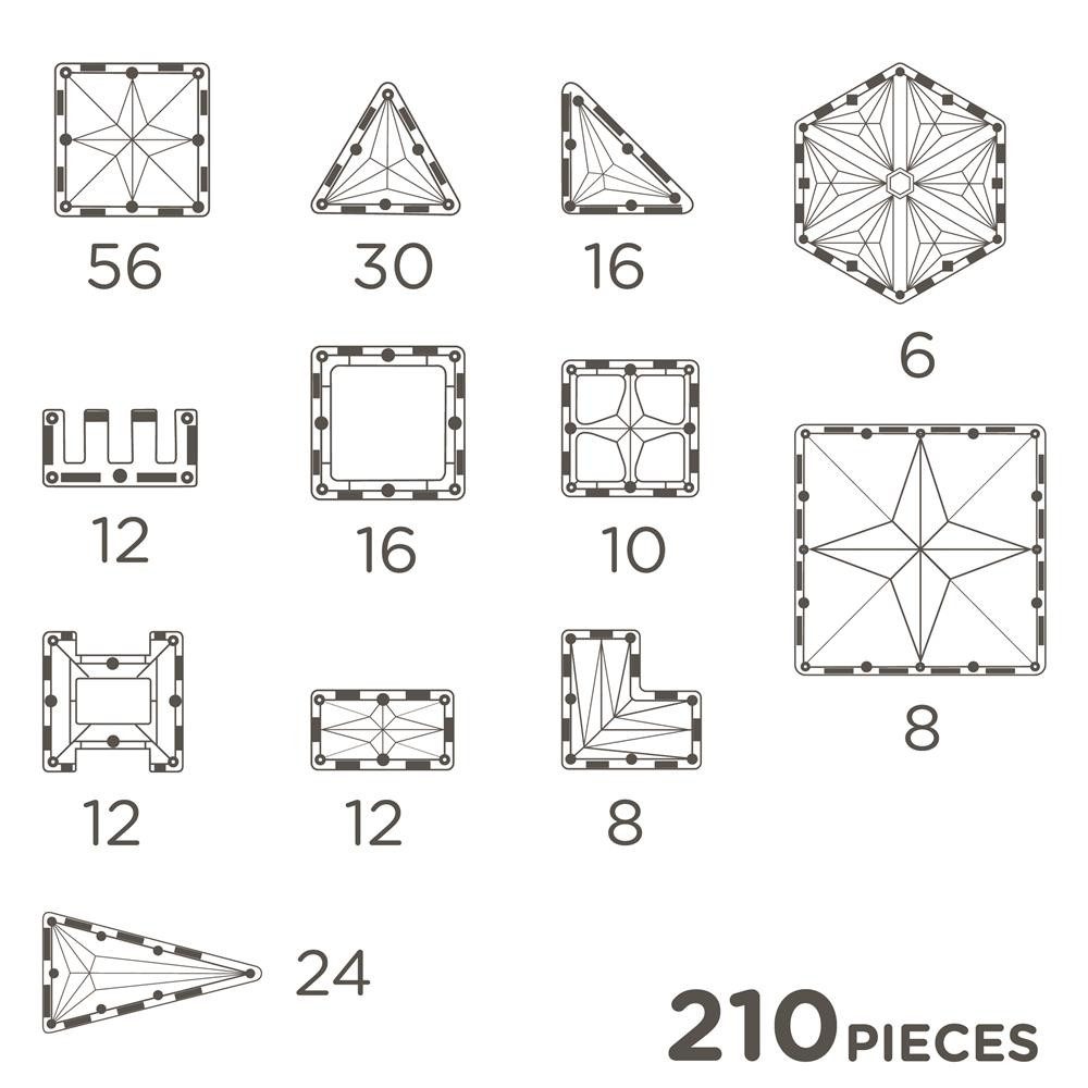Cleverclixx Cleverclixx Mega-Kreativ-Bausatz in Pastellfarben 210 Teile Magnetspielbausteine, langlebiges Magnetspielzeug, robuste Bauweise, erweiterbar