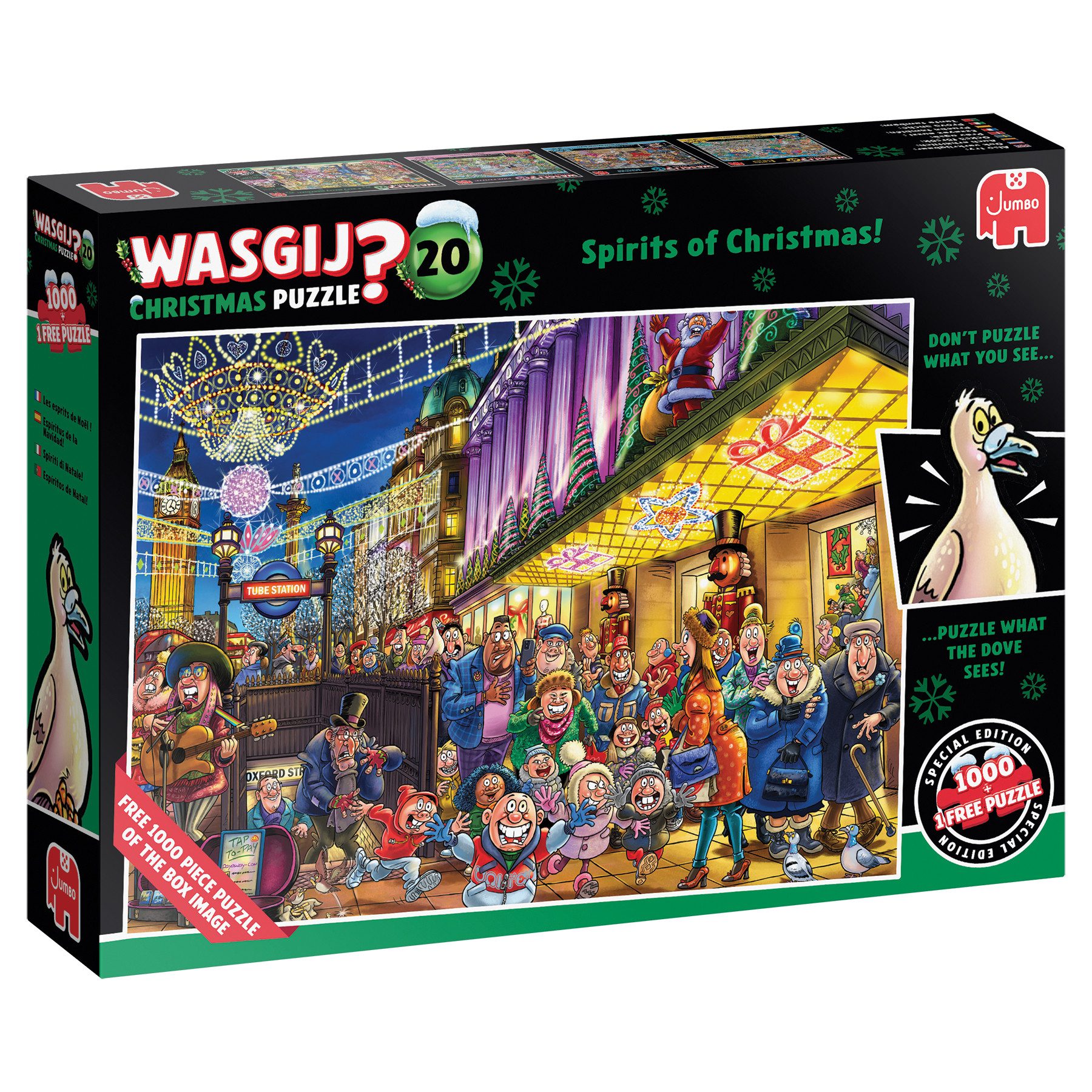 Jumbo Spiele Puzzle Wasgij Christmas 20 - Weihnachtsgeister 2x1000 Teile Puzzle, 1000 Puzzleteile