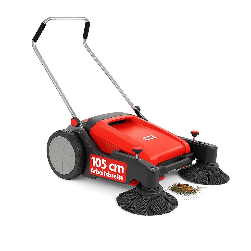 Hecht Handkehrmaschine 8105 mit 2 x Ø 350 mm Bürsten, 105 cm Arbeitsbreite, 48L Behälter, 3800 qm/h