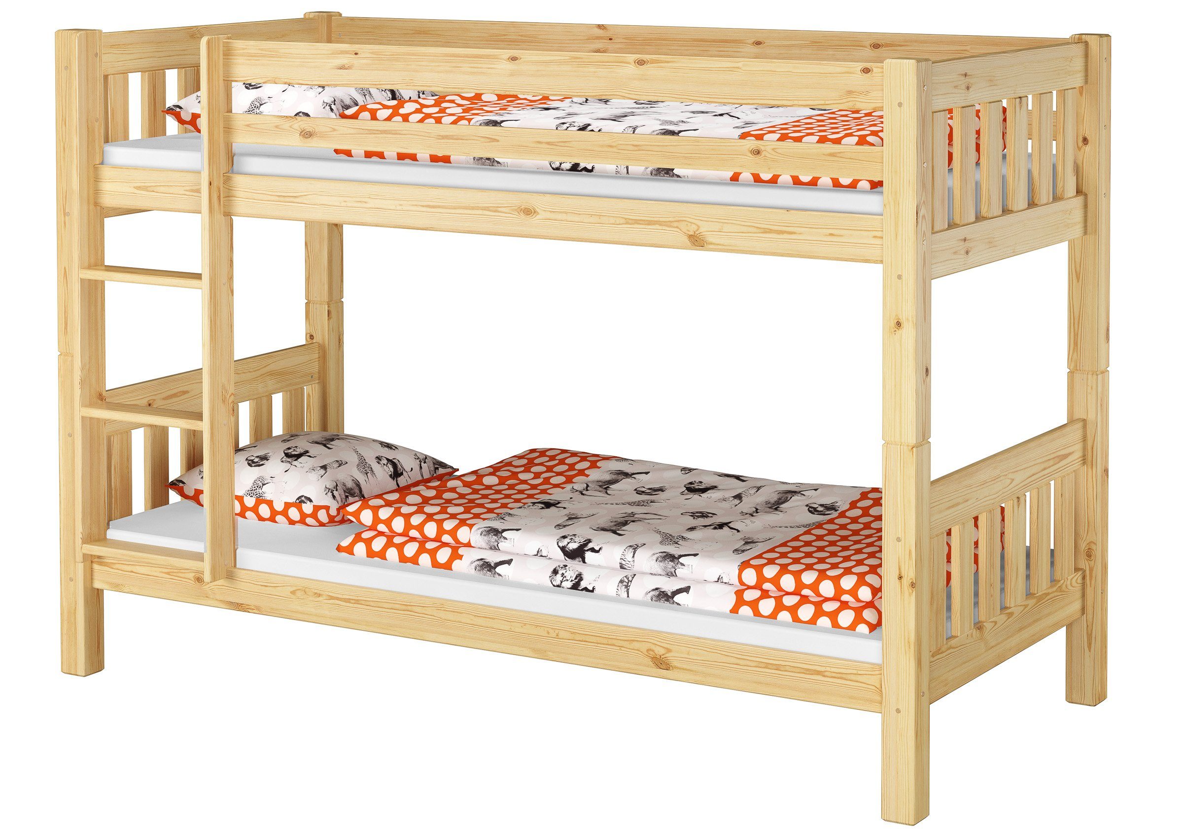 ERST-HOLZ Etagenbett Kinderetagenbett massiv Stockbett Kinderbett, Kinderzimmer Rollrost Kiefer 60.06-09 Hochbett 90x200