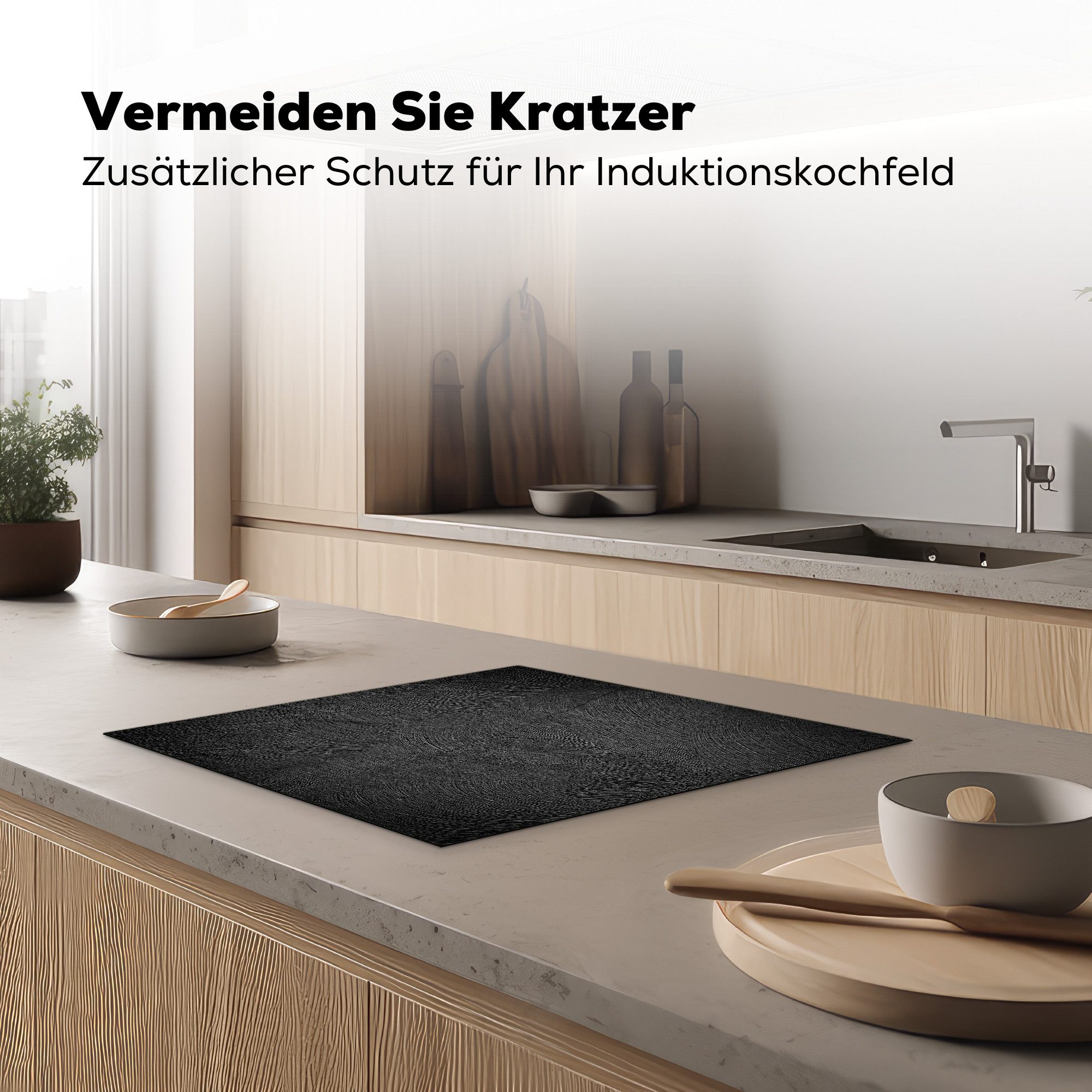 MuchoWow Herd-Abdeckplatte Beton - Schwarz - Industriell, Vinyl, (1 tlg), Abdeckplatte für Ceranfeld, Herd Inductionsmatte, 57x51 cm – Bild 3 von 5