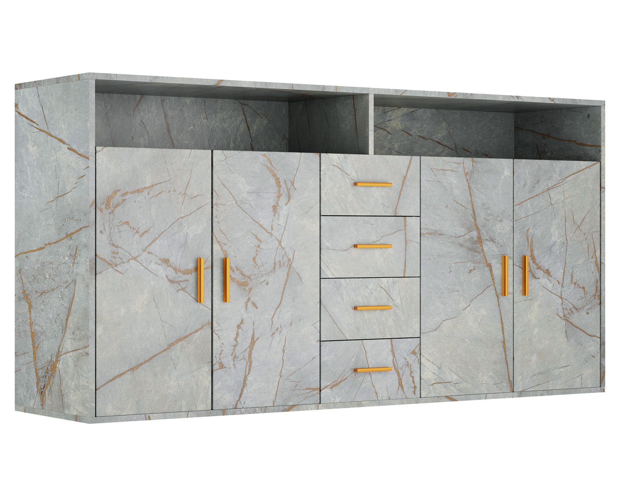 HOMAVO Sideboard BG1-L mit 4 Schubladen, 2 Türen & offenen Fächern – 160 cm günstig online kaufen