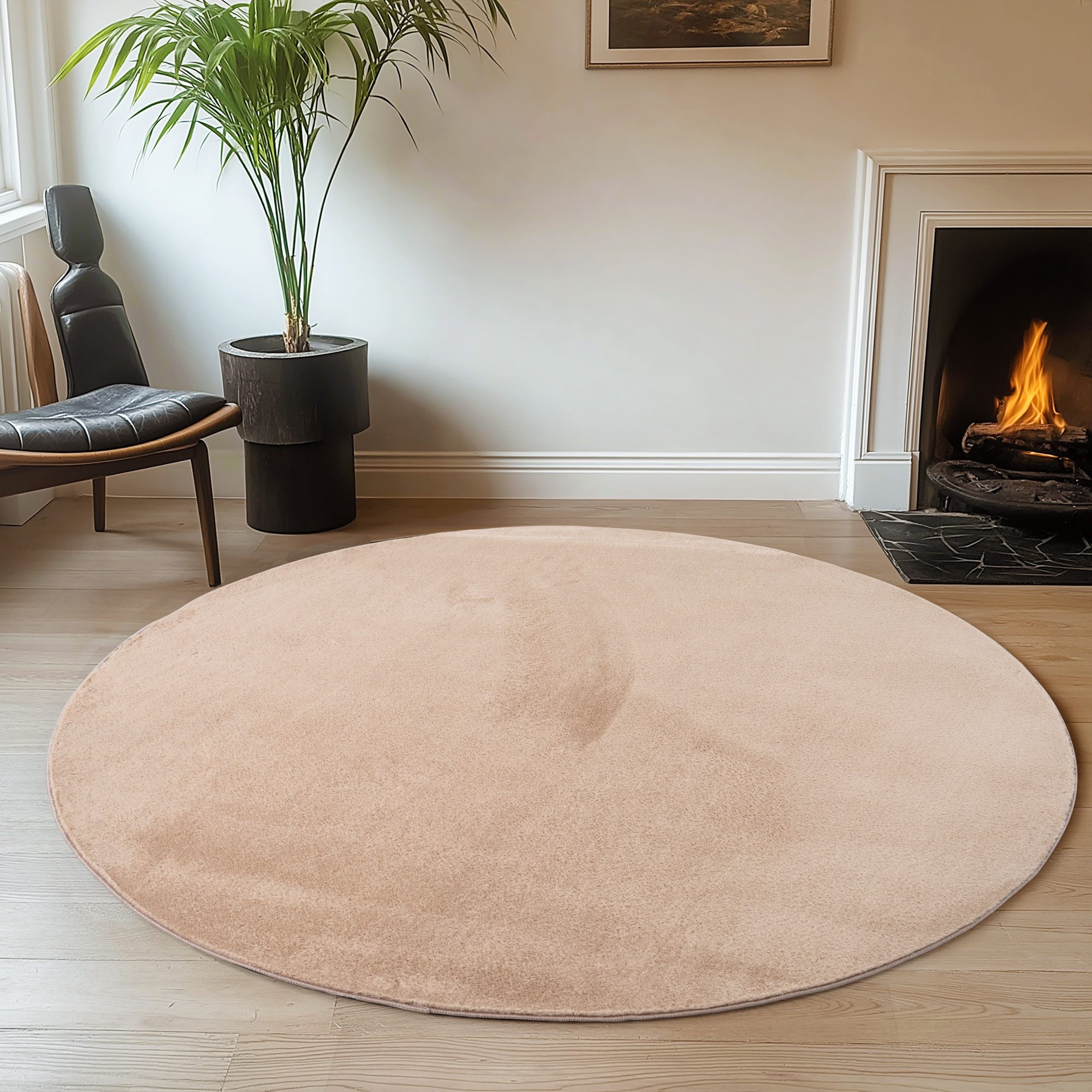 Ayyildiz Teppiche Teppich JOY 1400, auch als Läufer und in Rund erhältlich, rund, Höhe: 11 mm, besonders weich, uni Kurzflor, Wohnzimmer, Kinderzimmer