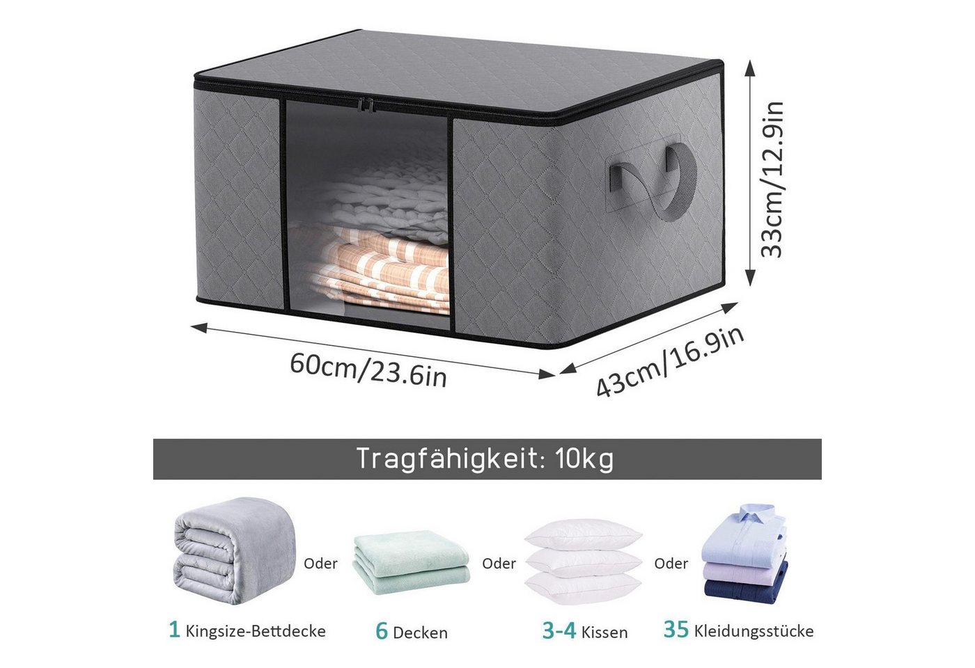 Thumbnail - Youyijia Aufbewahrungsbox Aufbewahrungstasche Faltbare Aufbewahrungsbox mit (2, 90L)