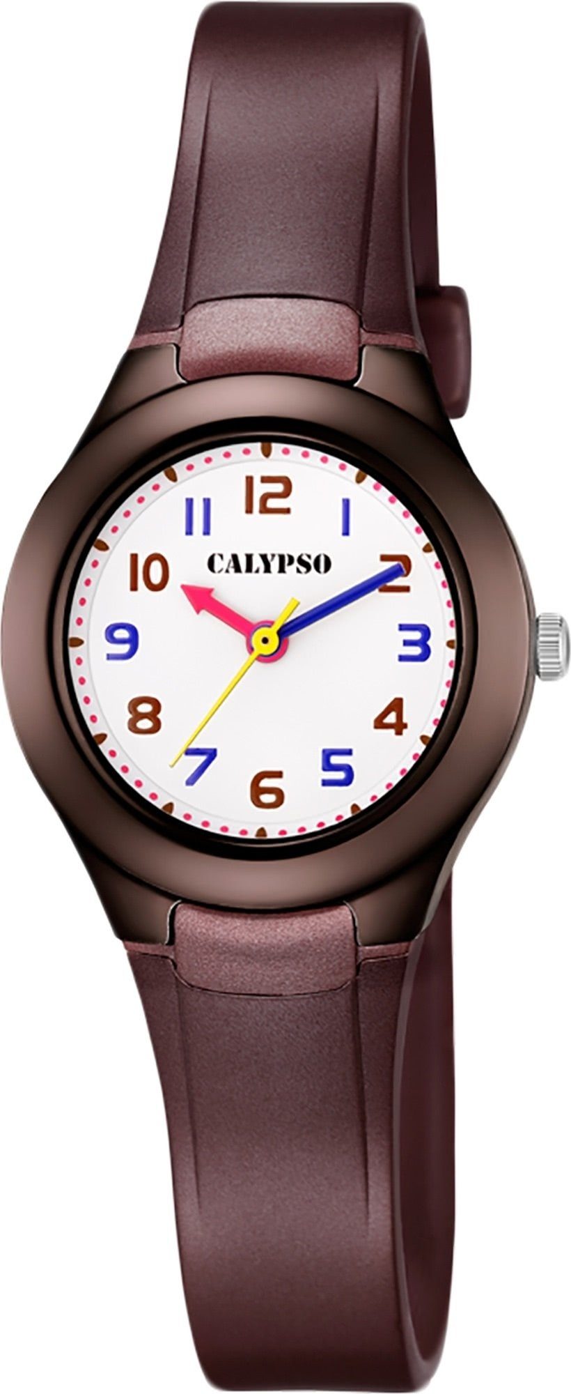 Kinder PU, Kinder CALYPSO Quarzuhr PUarmband Uhr Fashion Armbanduhr K5749/7 rund, Kunststoff, Calypso Kunststoff braun, WATCHES
