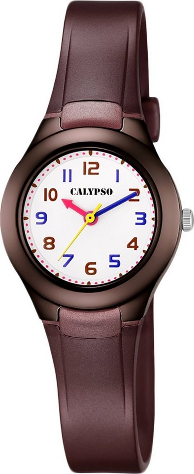 CALYPSO WATCHES Quarzuhr Calypso Kinder Uhr K5749/7 Kunststoff PU, Kinder  Armbanduhr rund, Kunststoff, PUarmband braun, Fashion