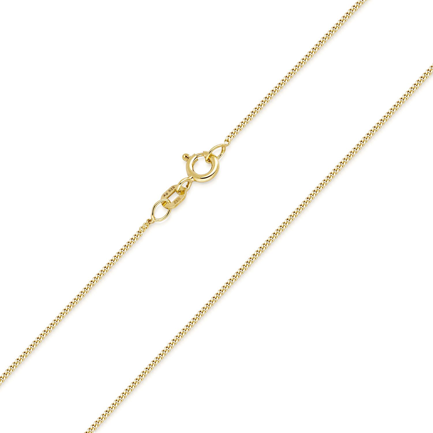 Materia Kette ohne Anhänger Panzerkette vergoldet 1mm fein 40-80cm K69, aus 925 Sterling Silber – Bild 5 von 5