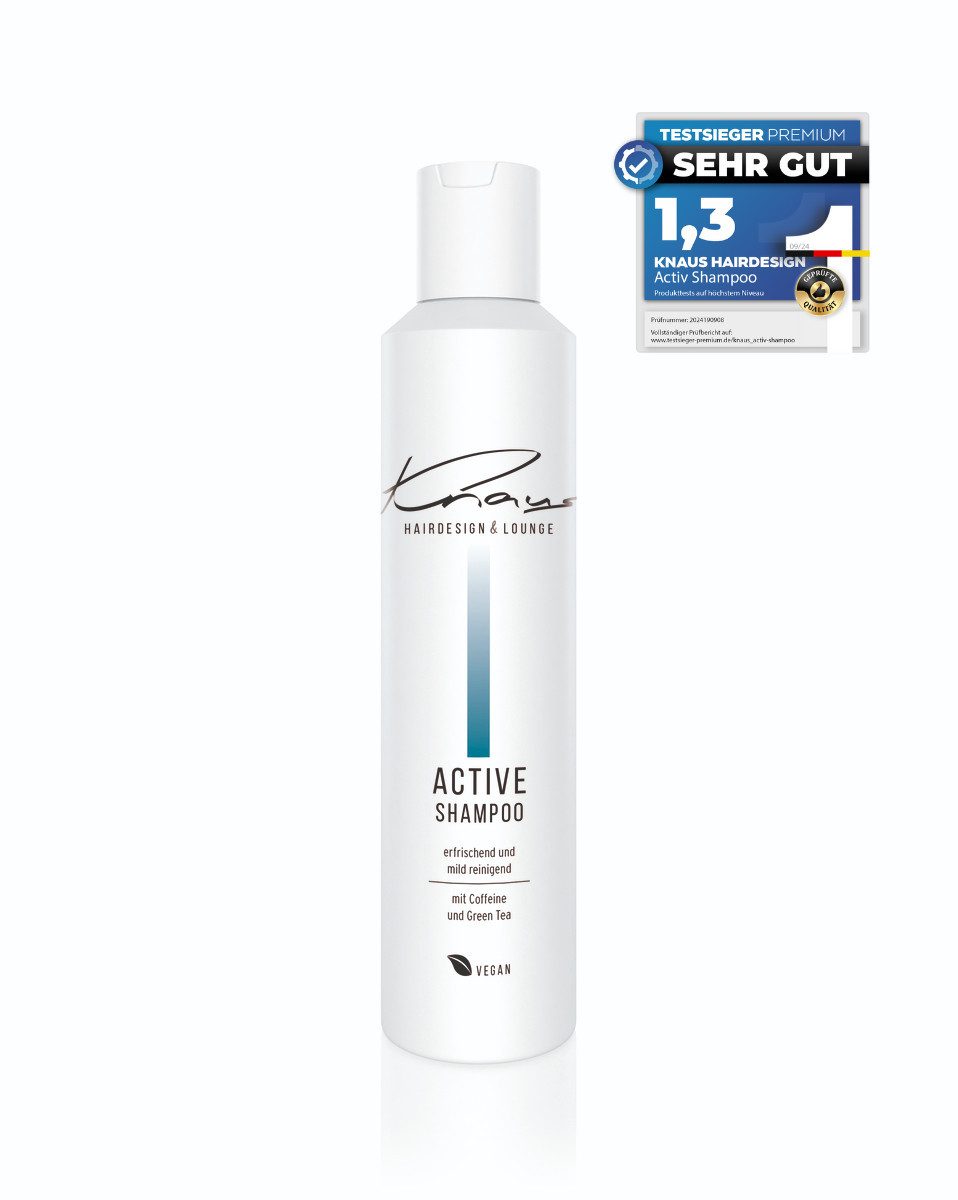 Knaus Hairdesign Haarshampoo Knaus Hairdesign ACTIVE Refresh Koffein Shampoo für Männer Vegan, Grüner Tee & Koffein erfrischen und stärken das Haar