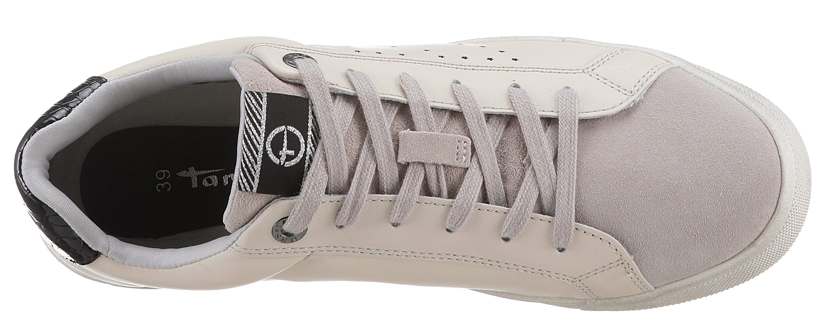 mit WHITE/LT GREY Tamaris Sneaker Sternchen-Perforation (21203615) ALEXIA seitlicher