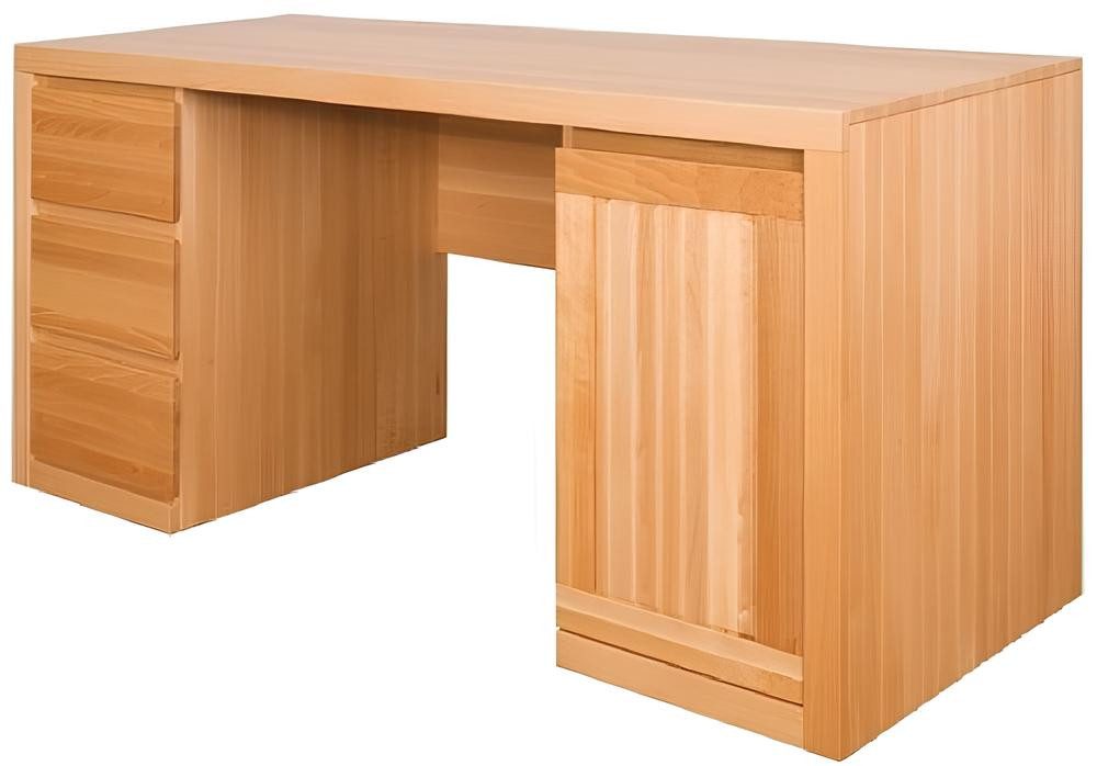 JVmoebel Computertisch Naturbelassener Holz-Schreibtisch und Bürotisch aus Buche (Packung, Naturbelassener Holz-Schreibtisch), Made in Europa