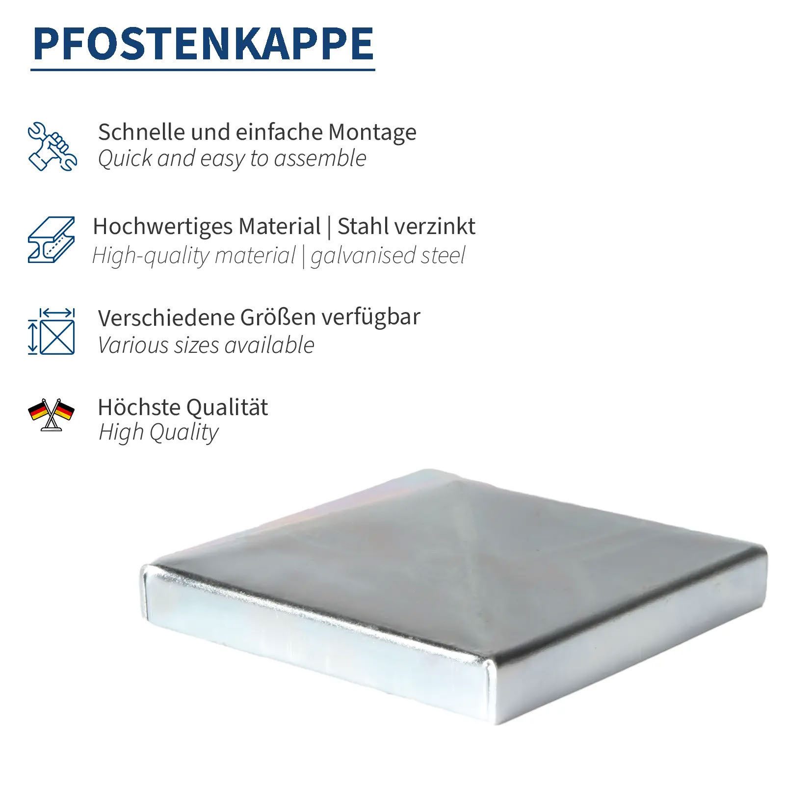 ATTAS Pfostenkappe Pfostenkappen Set (5 stück), Stahl Pyramide (5er Set), Verzinkt – Bild 2 von 5