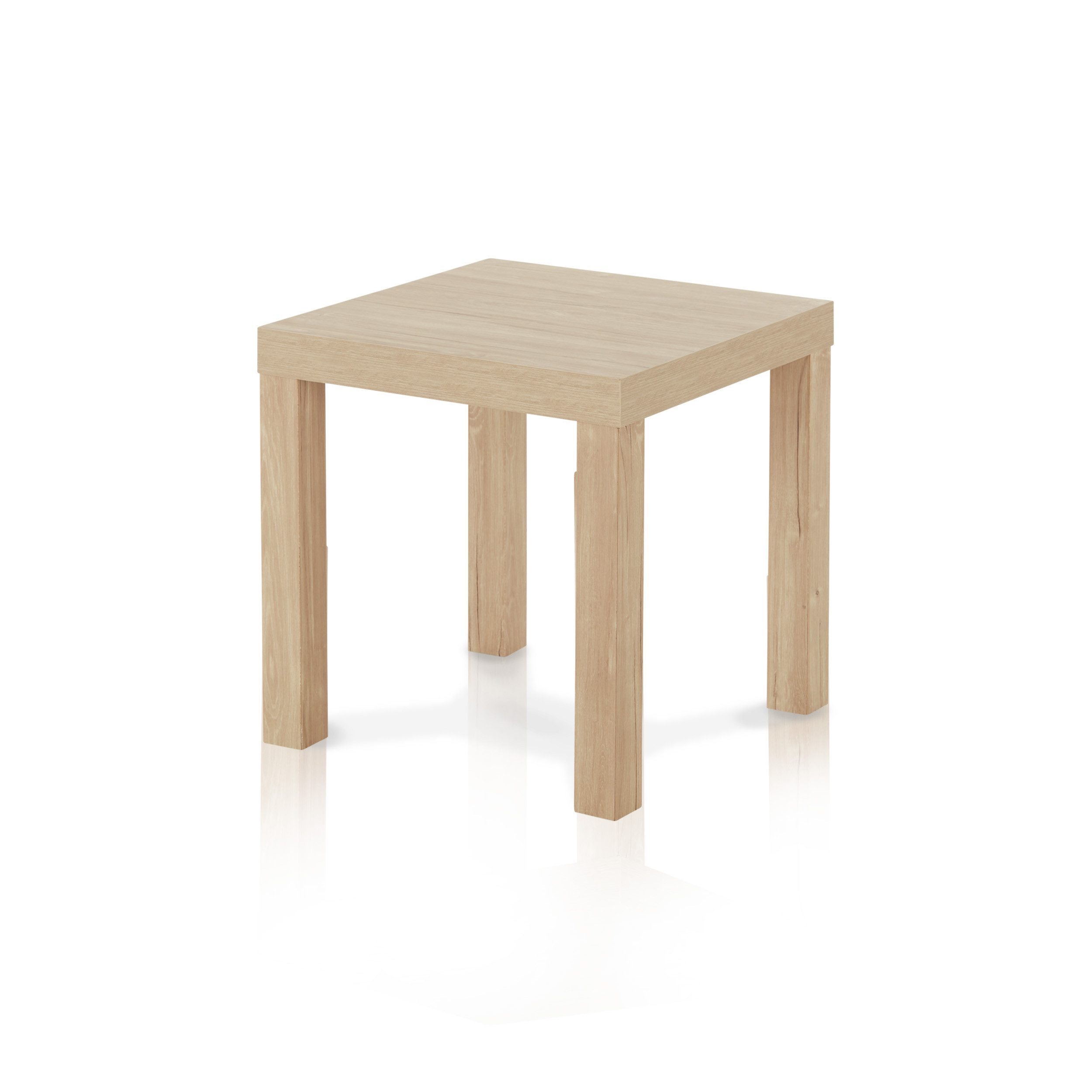 KHG Beistelltisch kleiner Couchtisch quadratisch, Nachttisch Natur Asteiche Holzoptik (Holzwerkstoff foliert, 5 kg belastbar, 45x45x45 cm, pflegeleicht, ideal für Wohn- und Schlafzimmer), Pflegeleicht, Quadratisch