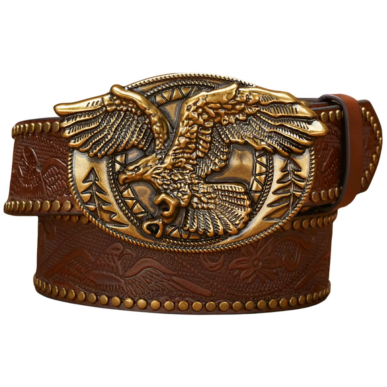 Ware aus aller Welt Nietengürtel Westerngürtel mit Adler Schnalle – im authentischen Cowboy Style (1-St) Gürtel mit Western- und Adlermotiven