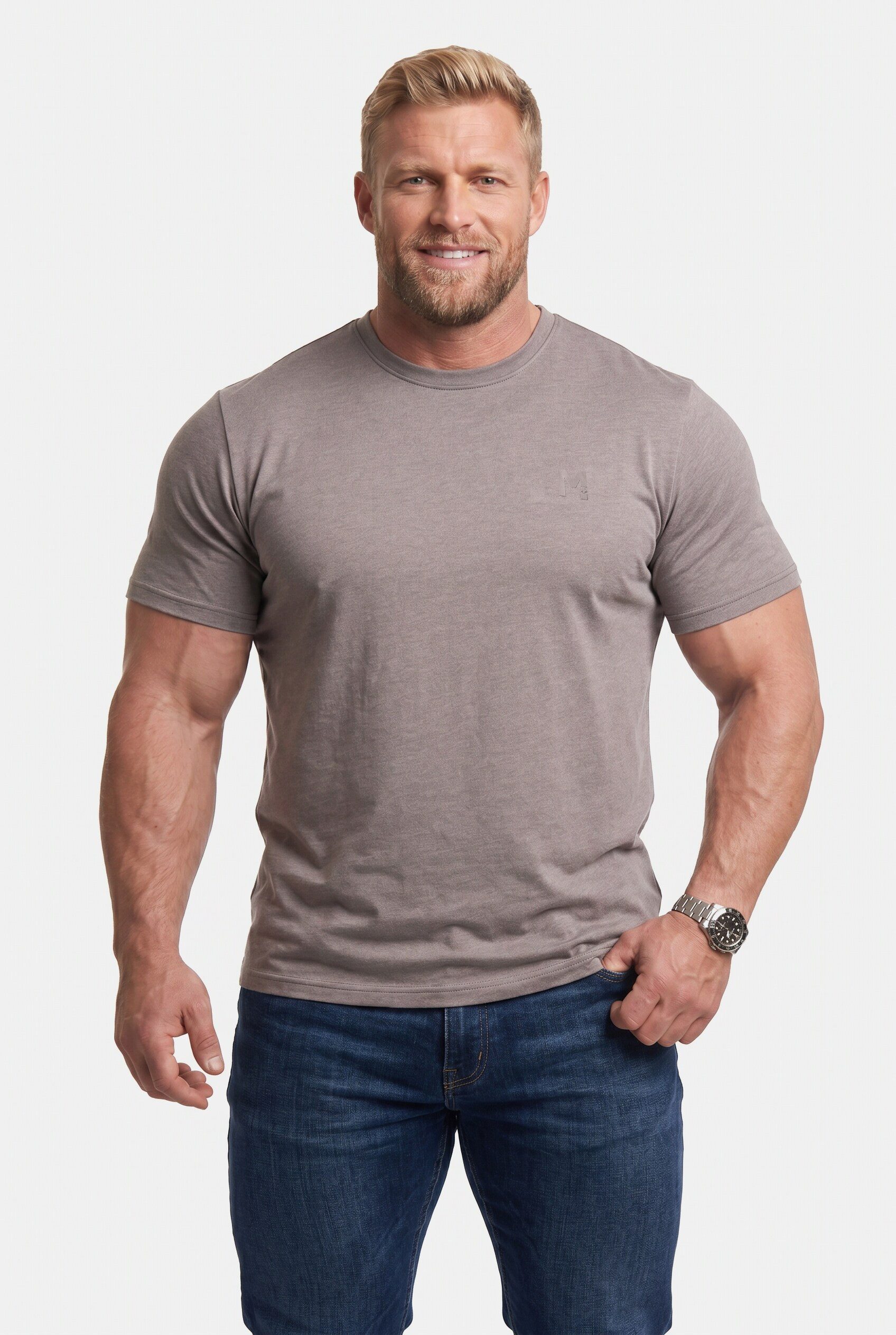 Men Plus T-Shirt T-Shirt Basic Halbarm Rundhals