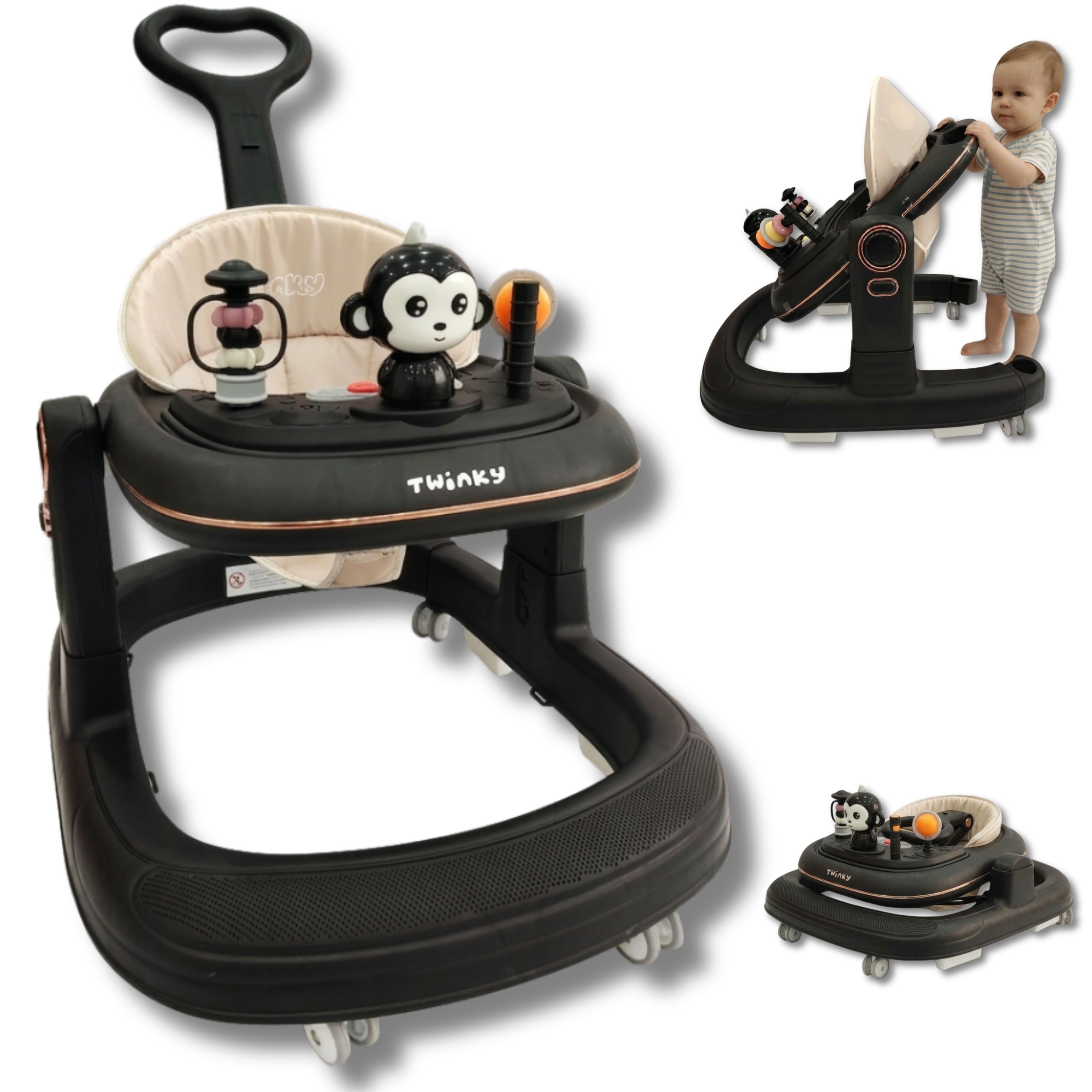 TWINKY Babywalker Lauflernhilfe 4in1 Gehfrei Baby, faltbarer Babywalker