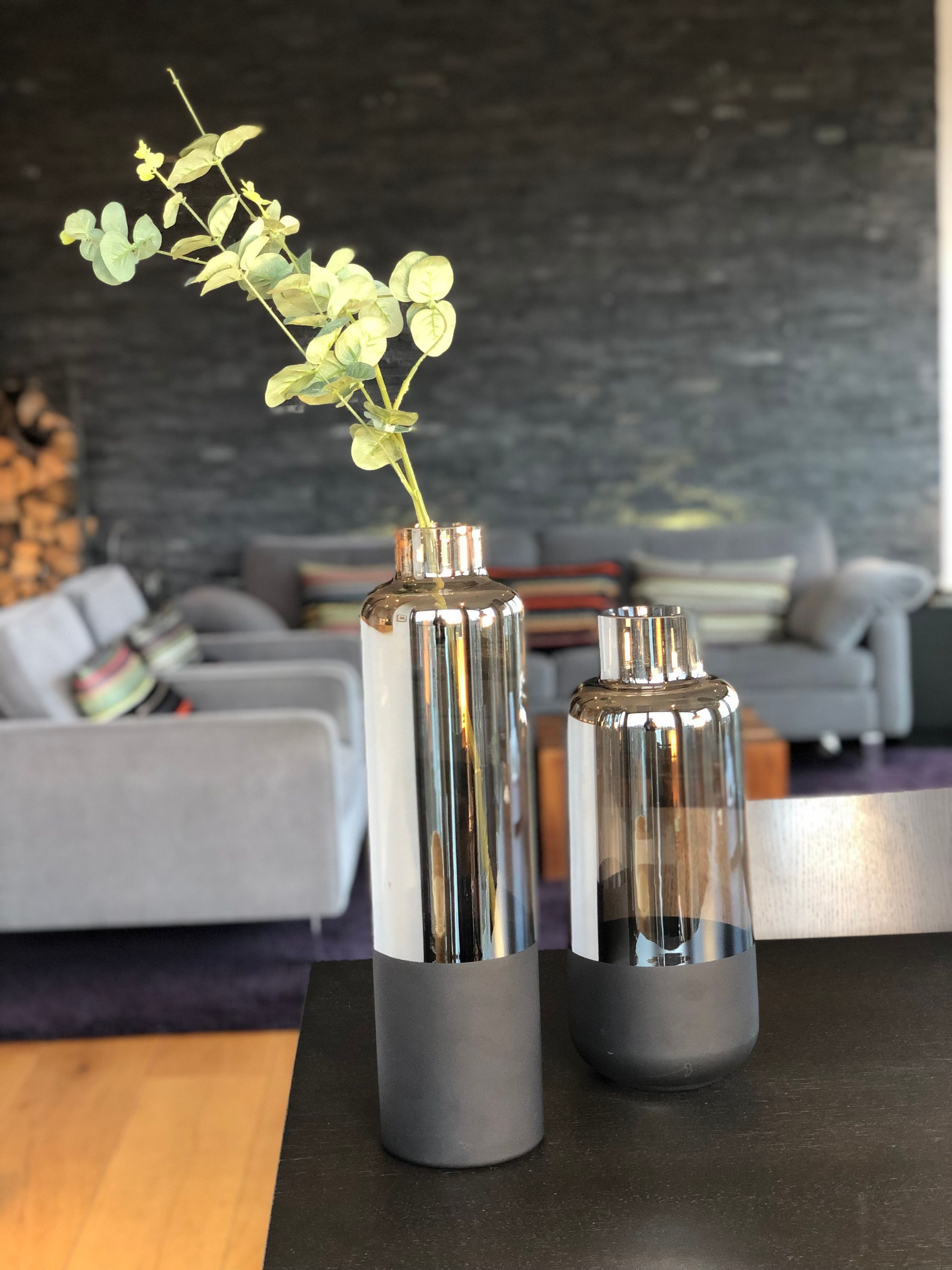 PHILIPPI Dekovase, Glas, Nickel, verspiegelt, 45 cm (h)