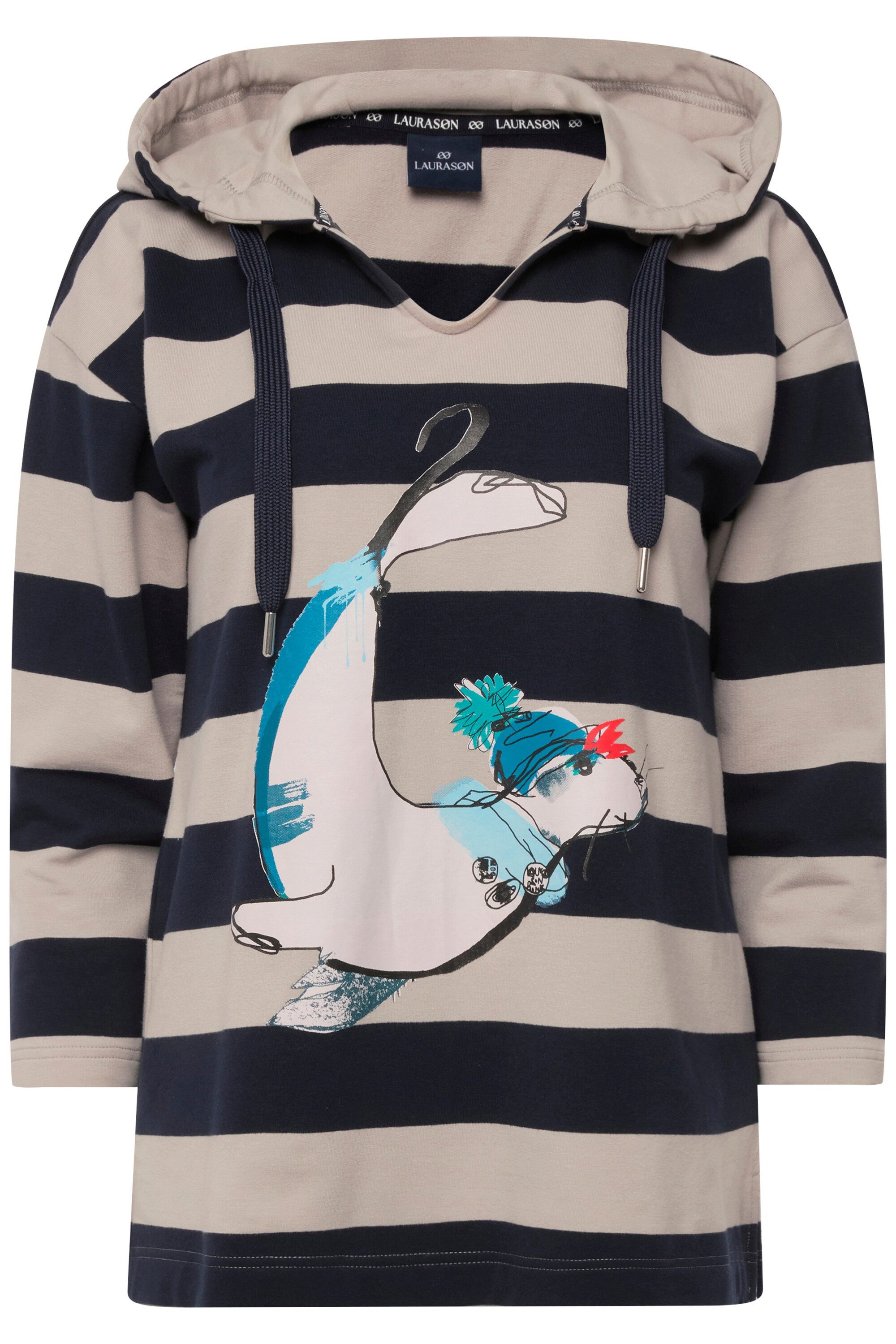 Laurasøn Sweatshirt Hoodie Ringel Robben-Print Kapuze günstig online kaufen