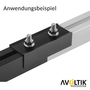 avoltik 4er Set Profilverbinder schwarz mit Schrauben Solarmodul-Halterung, (4 schwarze Profilverbinder mit 8 Schrauben, Farbe schwarz)