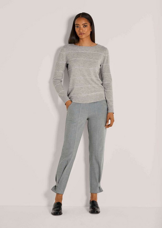 MADELEINE Strickpullover Luxuriöser Kaschmirpullover mit Ajour-Muster Melierter Pullover mit Rundhalsausschnitt, Rippenblenden und Langarm